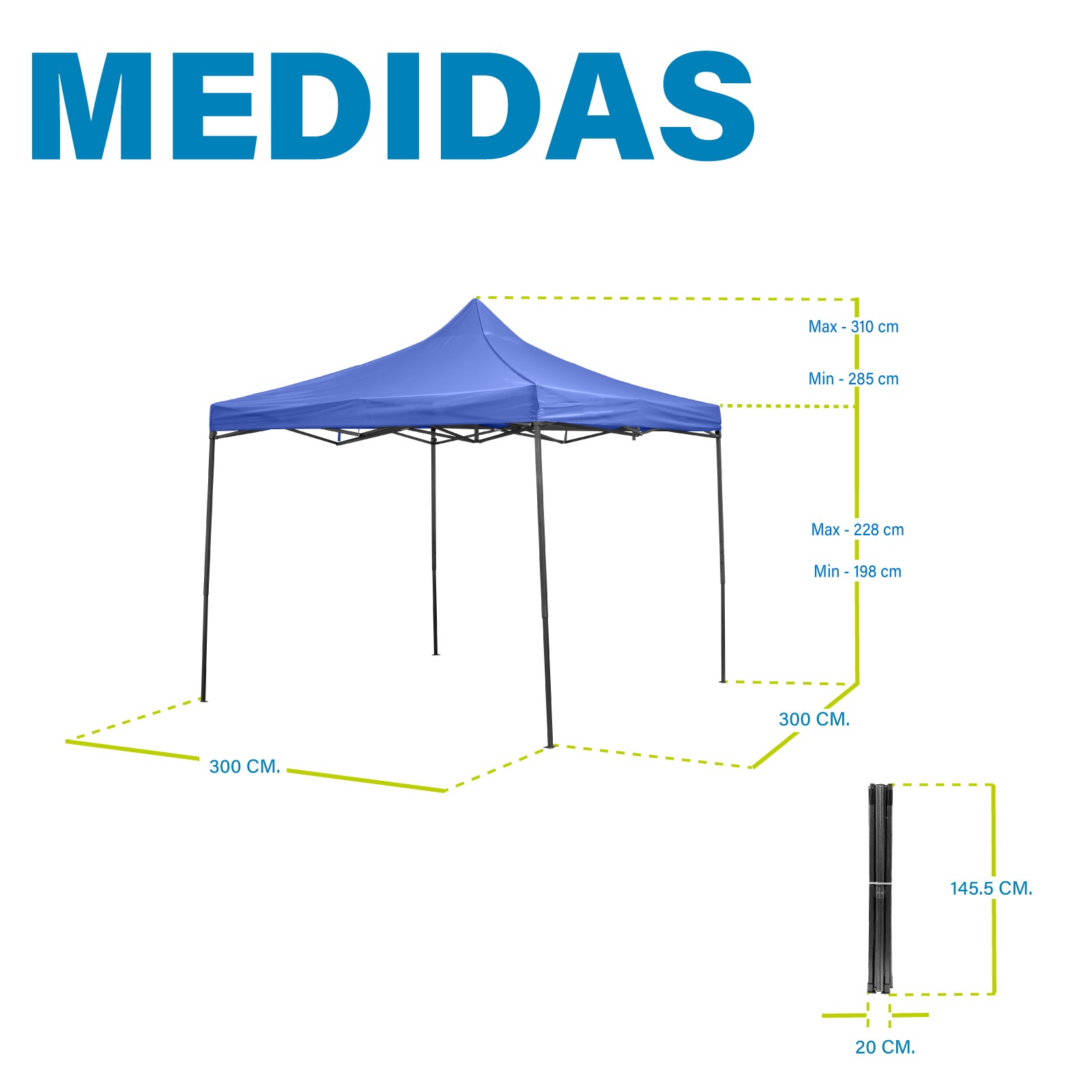 Carpa Toldo Plegable 3x3 Impermeable Retractil Jardin Onof Azul image number null