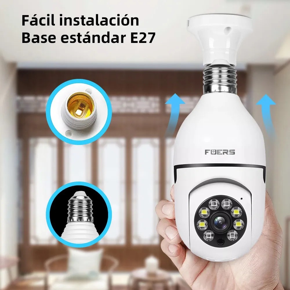 Camara de Seguridad Wifi Super HD 3MP 1080P Conexion E27 Foco 360&ordm; Vision Nocturna 2 pz image number null