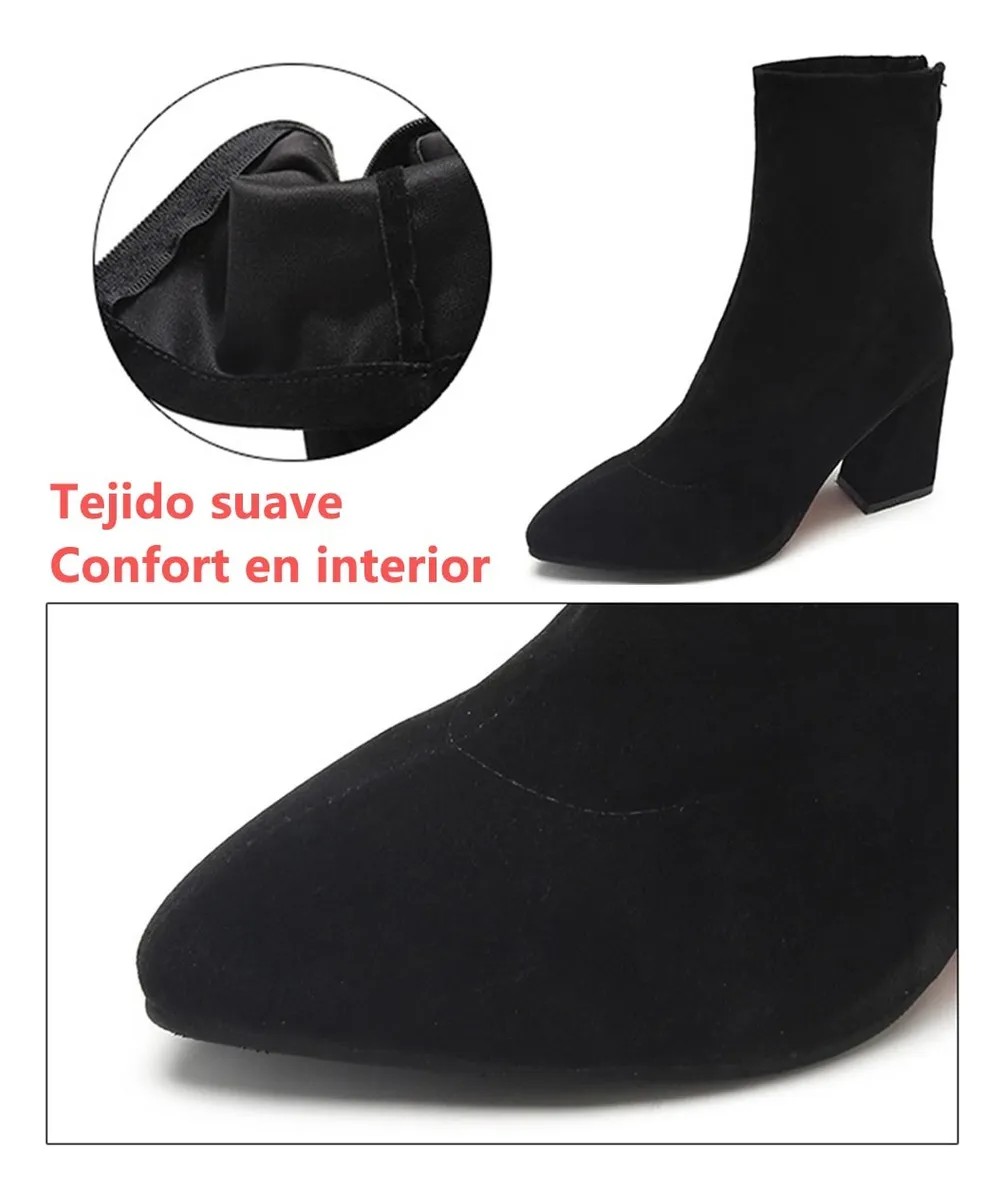 DE REMATE Bot&iacute;n el&aacute;stico negro de tac&oacute;n medio TALLA 24.5 image number null
