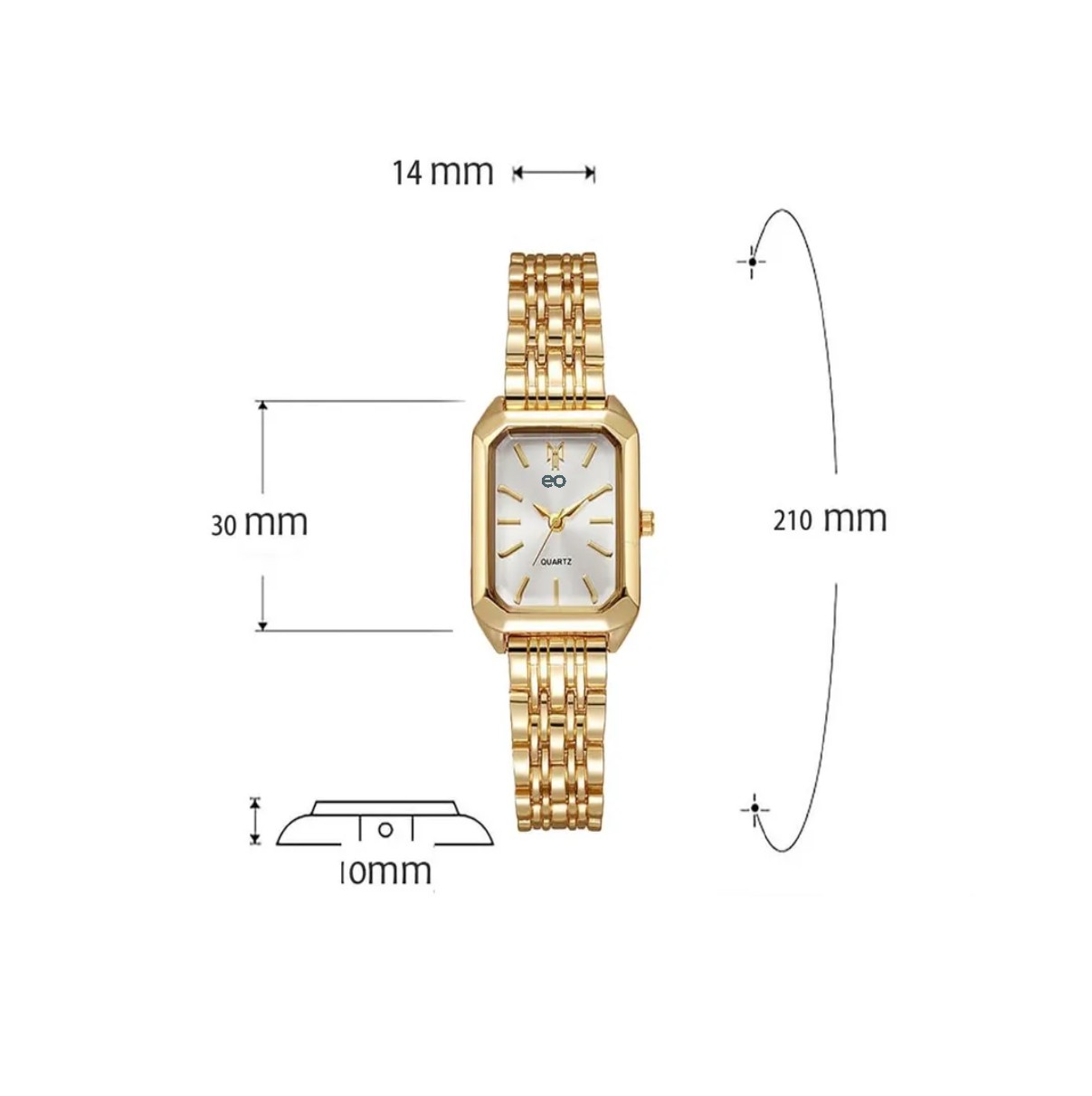 Reloj De Mujer Impermeable Cuarzo Moda Fondo Blanco Correa y Bisel Dorado image number null