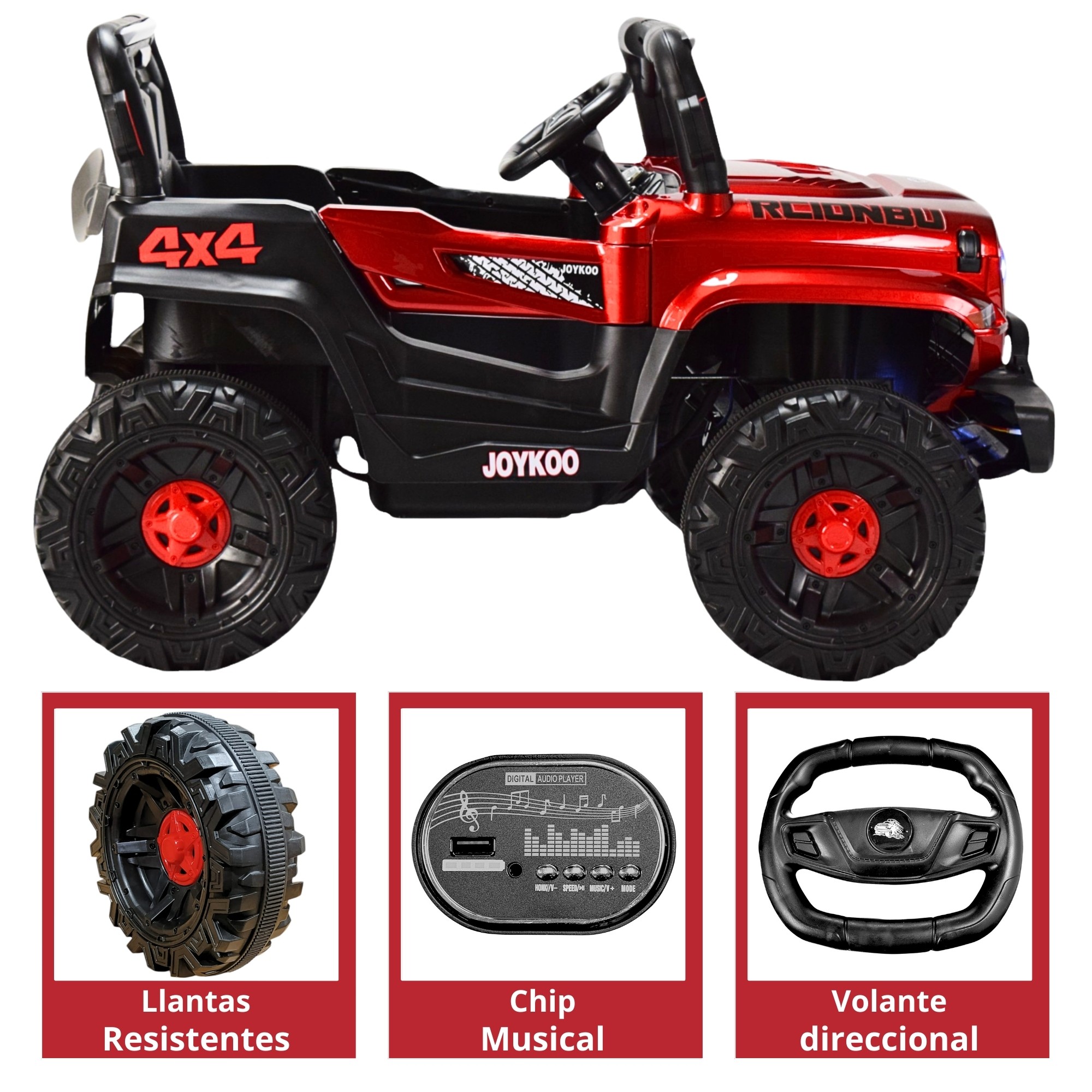 Montable Electrico Camioneta 4x4 Control Remoto Luz Led 12v - ROJO image number null