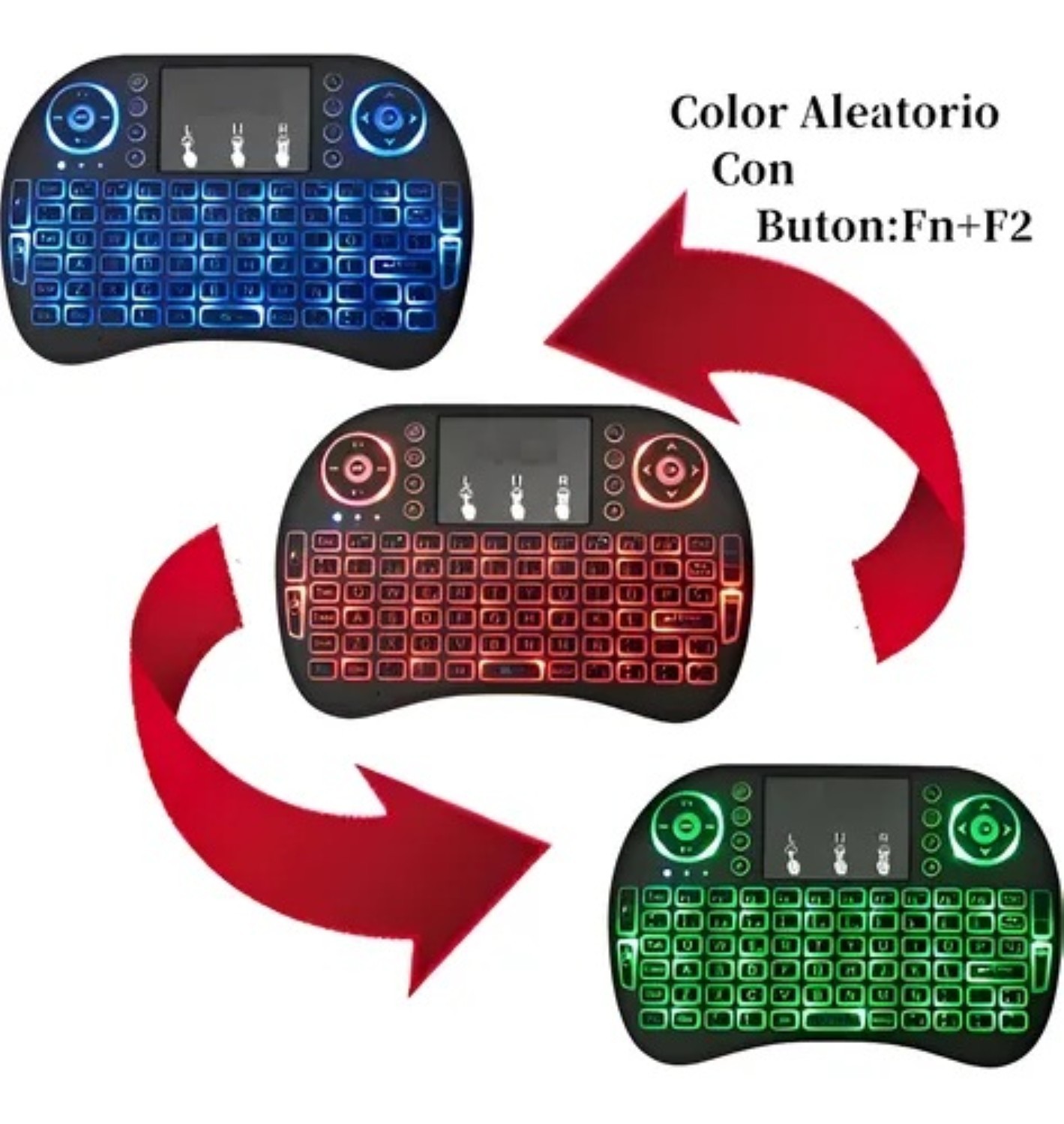 Mini Teclado Inal&aacute;mbrico Touchpad para Celular Tv Pc en espa&ntilde;ol Negro image number null
