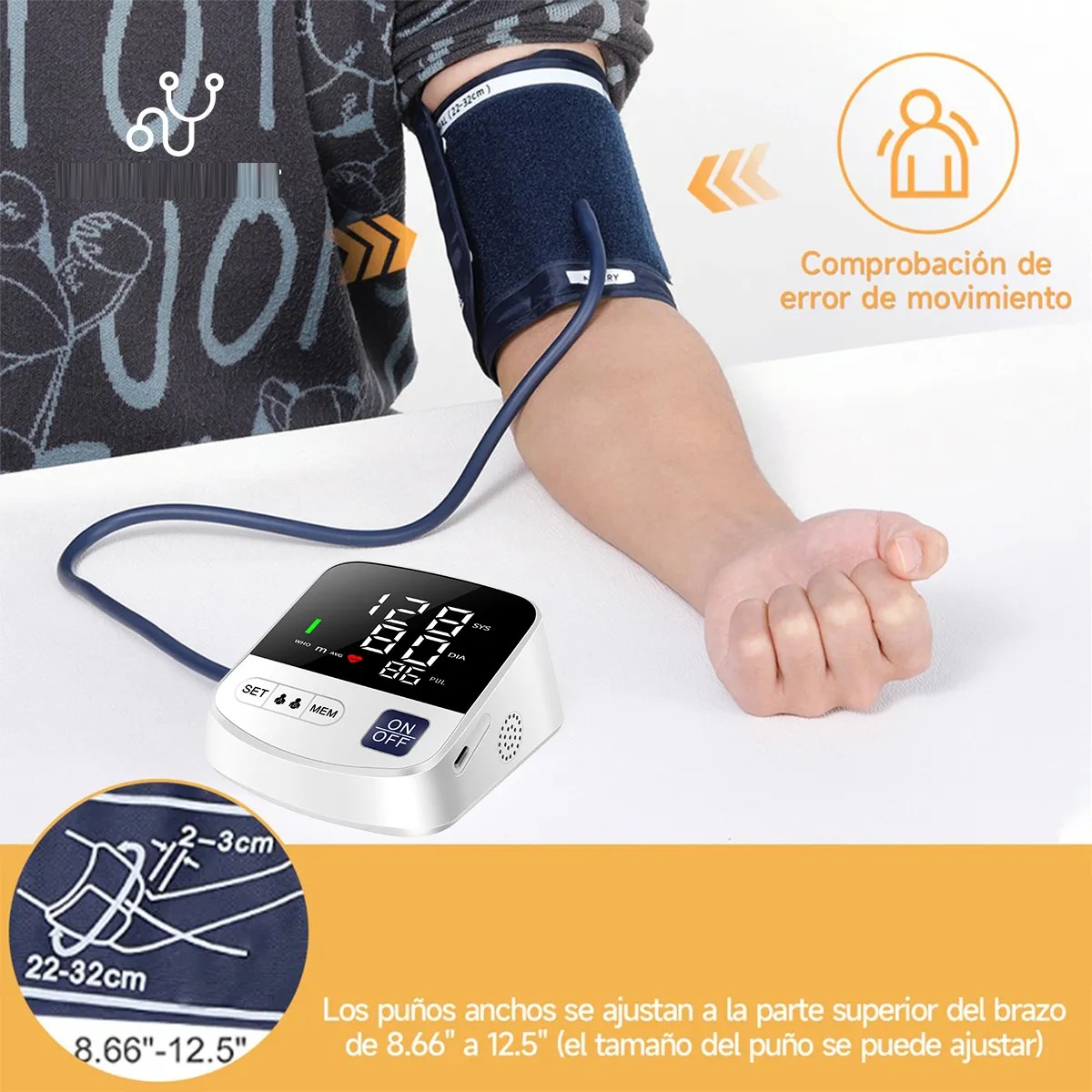 Aparato Checar La Presion Digital Arterial Con Brazo Blanco Blanco image number null