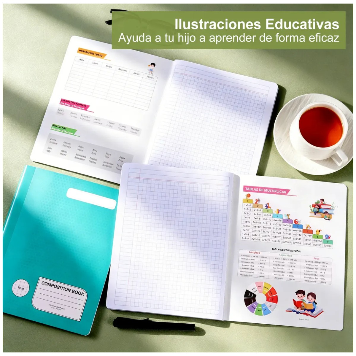 Cuadernos Cosido Profesional Libreta 8 Piezas Cuadro Chico 5mm image number null