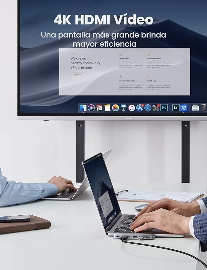 UGREEN Hub USB C para MacBook Pro Air, USB C Hub a HDMI 4K, 3 USB 3.0 para Thunderbolt 3, 100W PD Carga para Macbook Air/Pro M1 15" 13" 2021 2020 2019 2018 2017 2016, Plateado. image number null