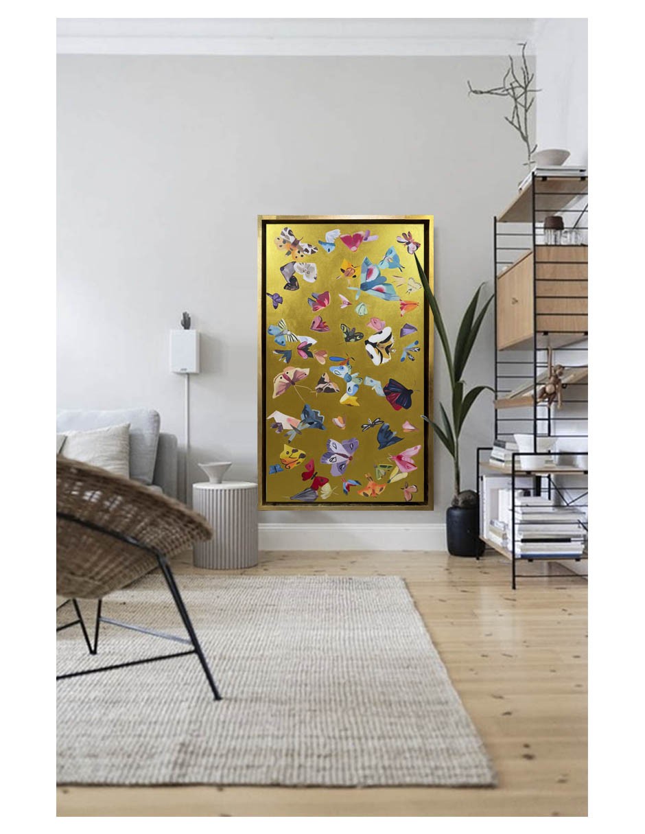 Hermoso cuadro decorativo de mariposas pintado 100% a mano image number null