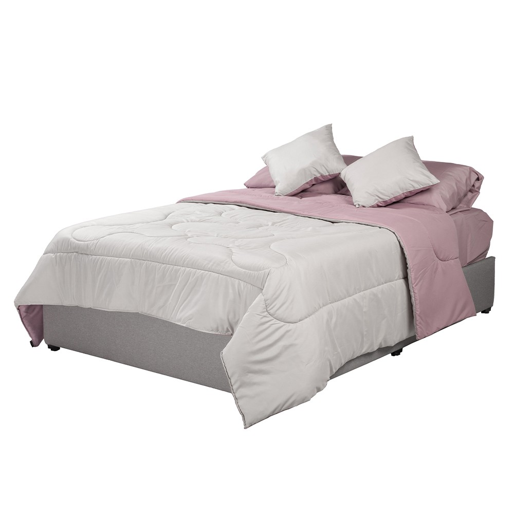 Edred&oacute;n Individual Dicasa Couzy Doble Vista Lila con Gris con Almohada One image number null