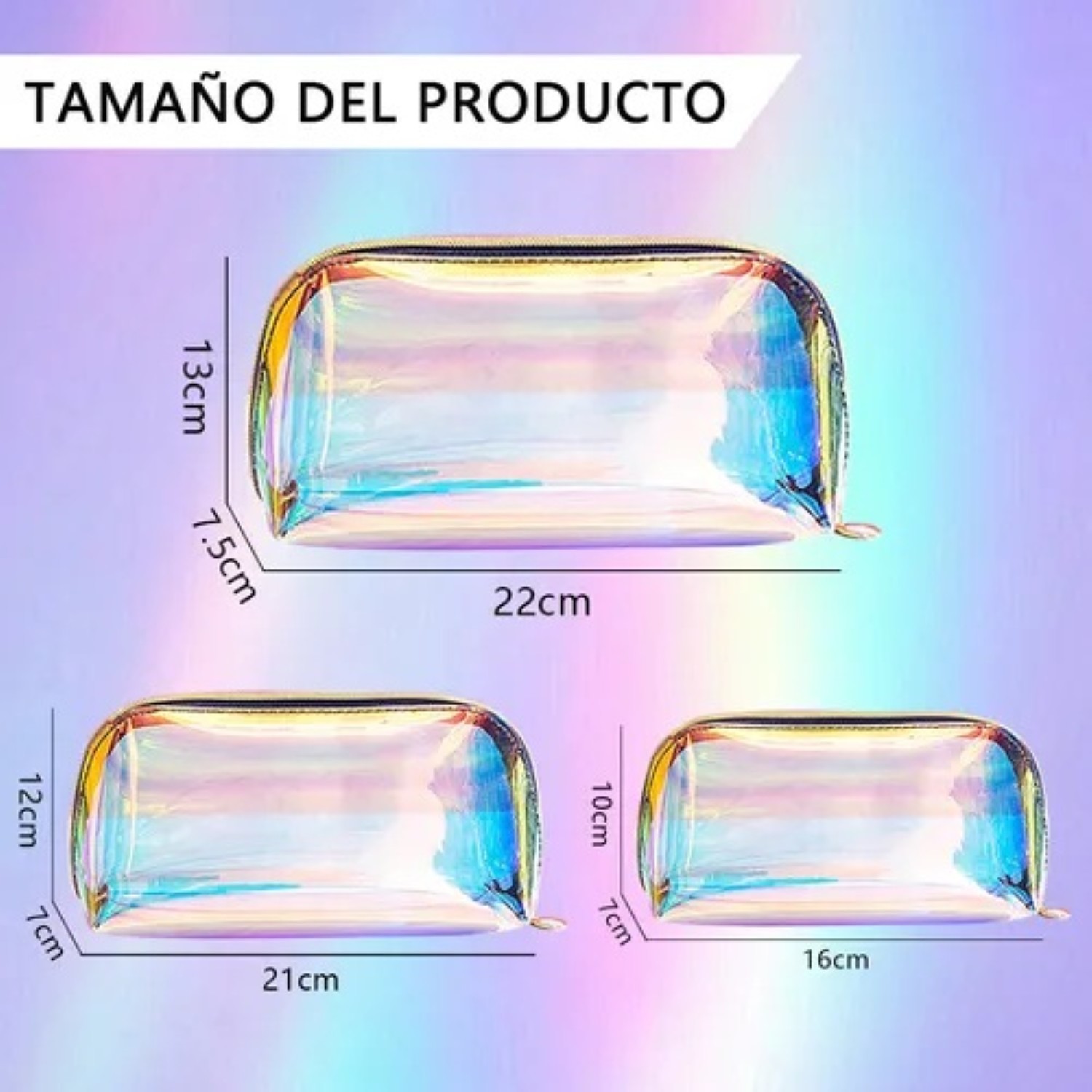 Neceser Cosmetiquera Bolsa 3pcs Kit De Viaje Port&aacute;til Mujer Tornasol image number null