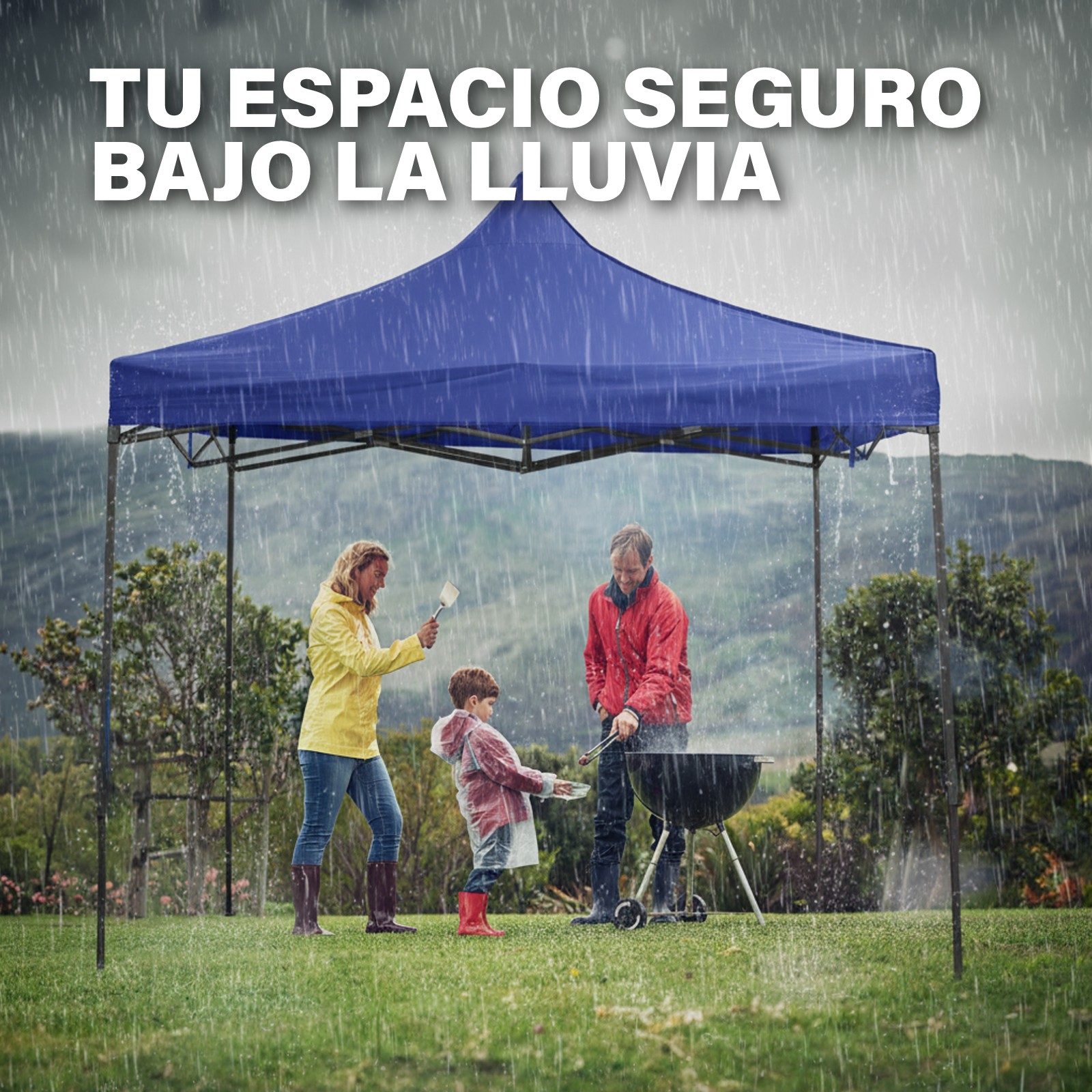 Carpa Toldo Plegable 3x3 Impermeable Retractil Jardin Onof Azul image number null