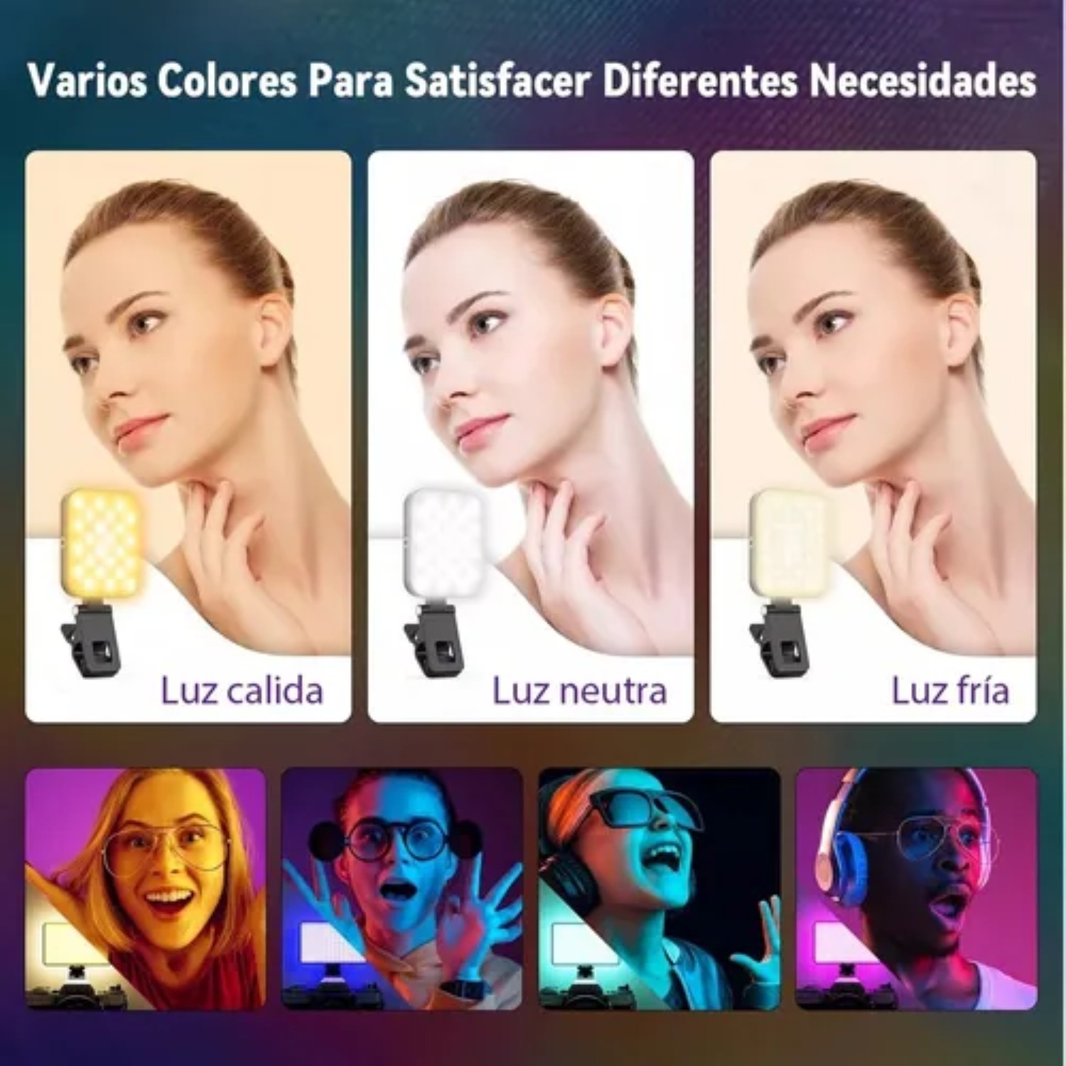 L&aacute;mpara De Tel&eacute;fonos C&aacute;mara Luz Rgb Para Celular Recargable image number null