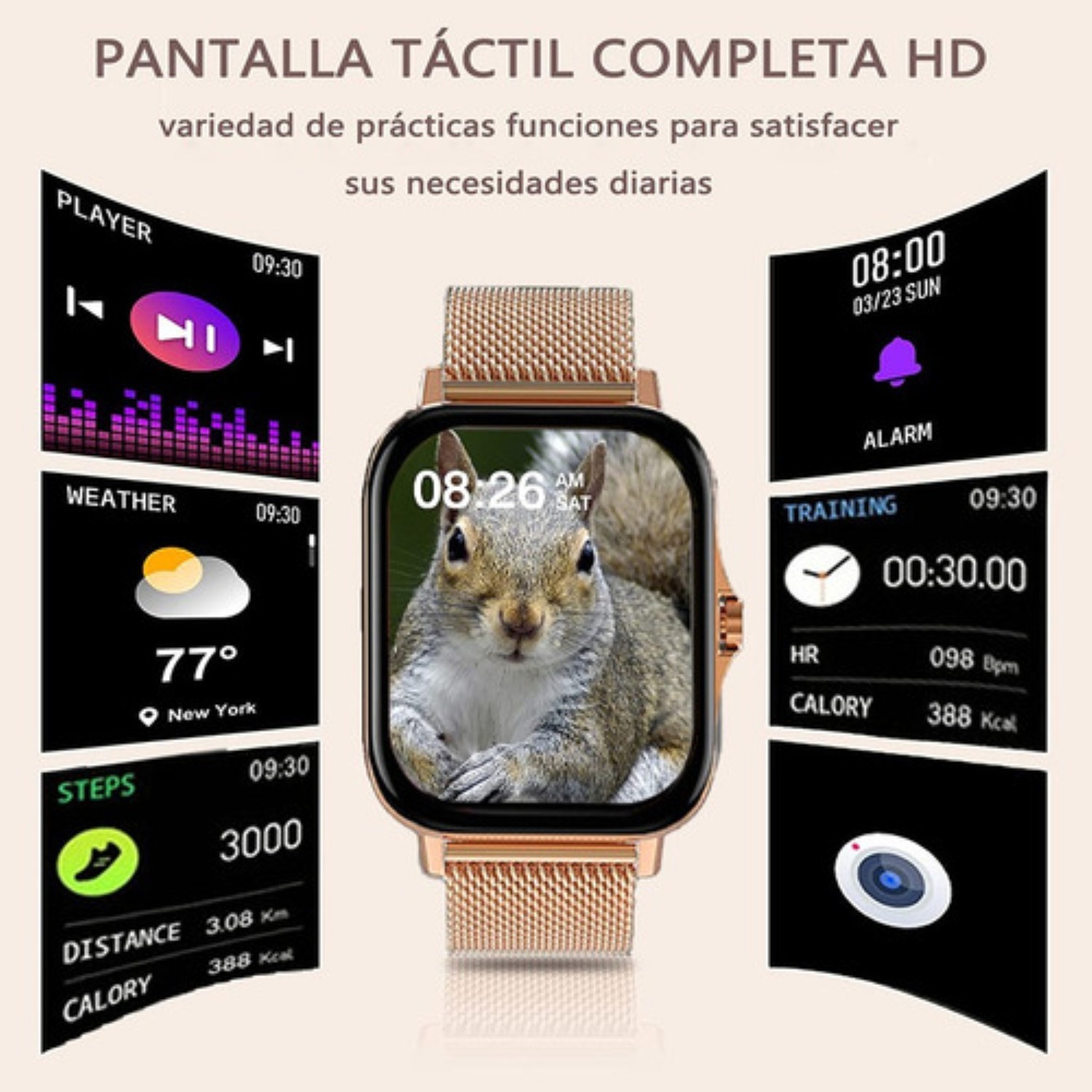 Reloj Inteligente Deportivo 1.85 Smartwatch Para Mujer Dorado image number null