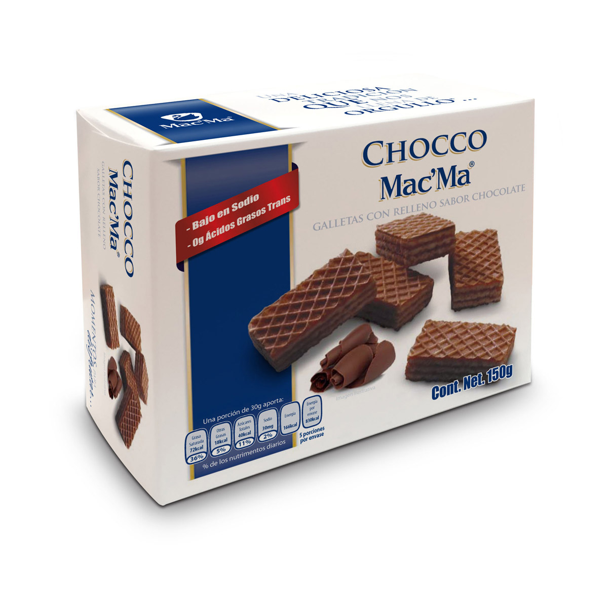 Galletas Wafer con relleno de Chocolate Mac' Ma 150g image number null