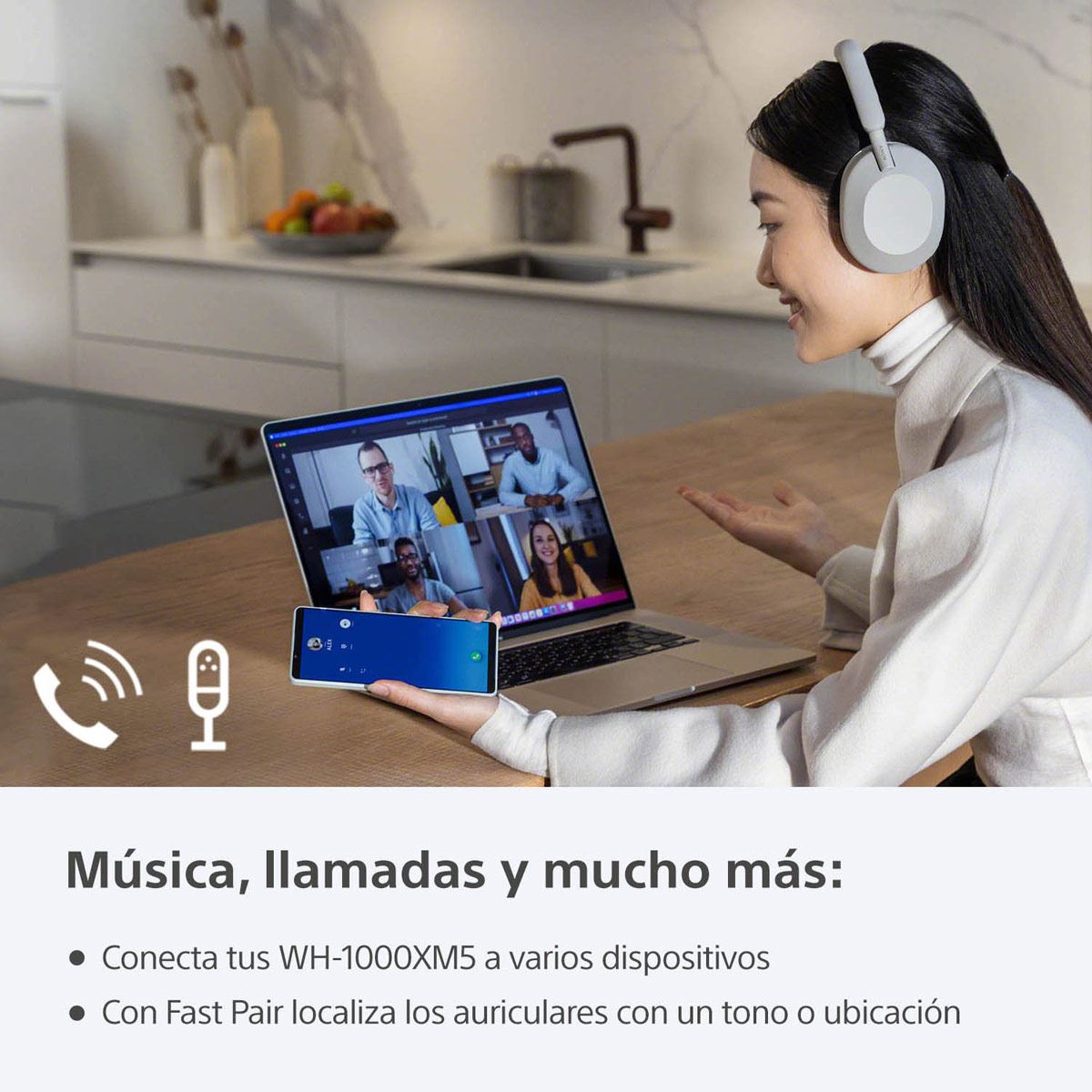 Aud&iacute;fonos Sony WH-1000XM5 on ear negros image number null