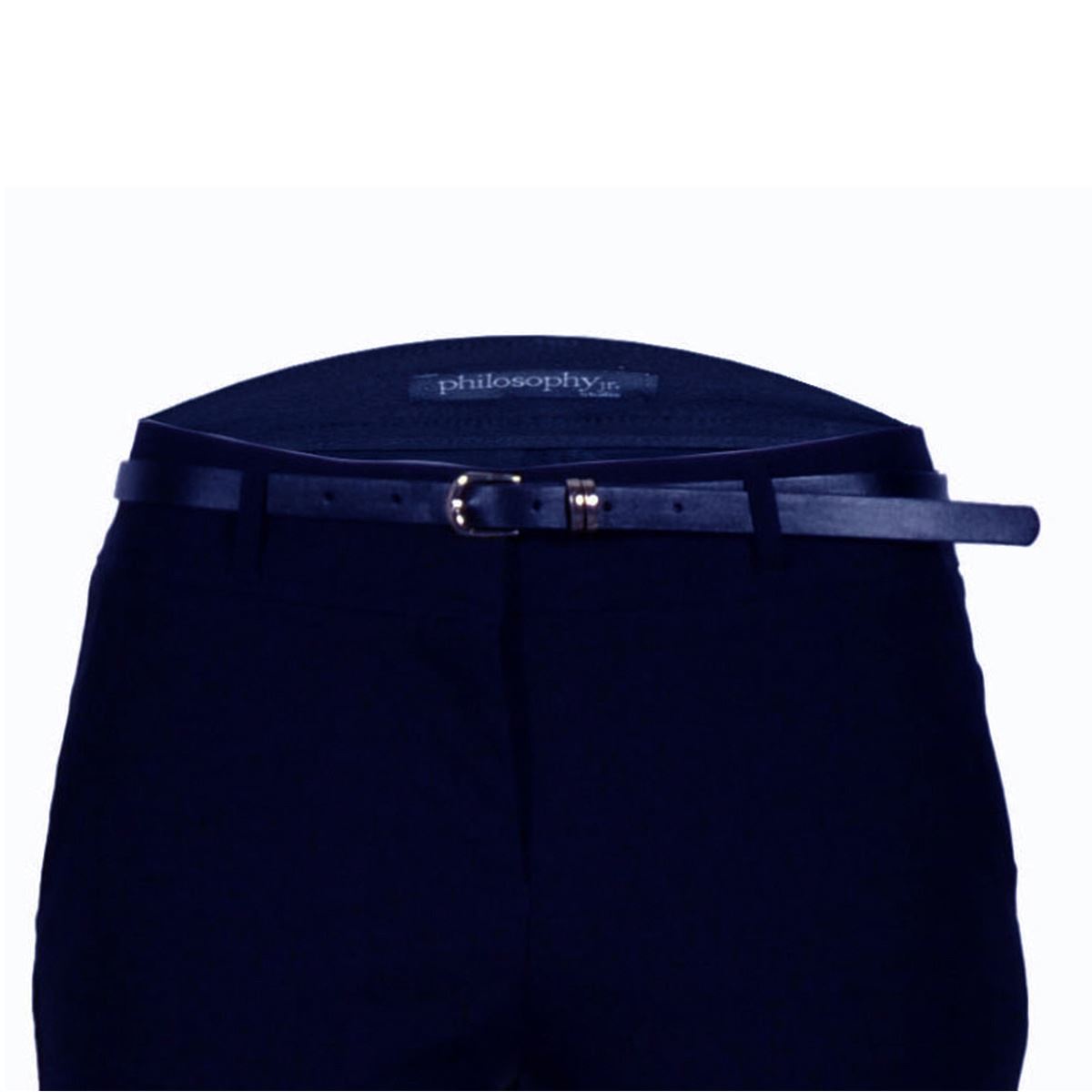 Pantalón para mujer recto con cinturón a tono Philosophy Jr talla chica color azul obscuro modelo HP9080NCH image number null