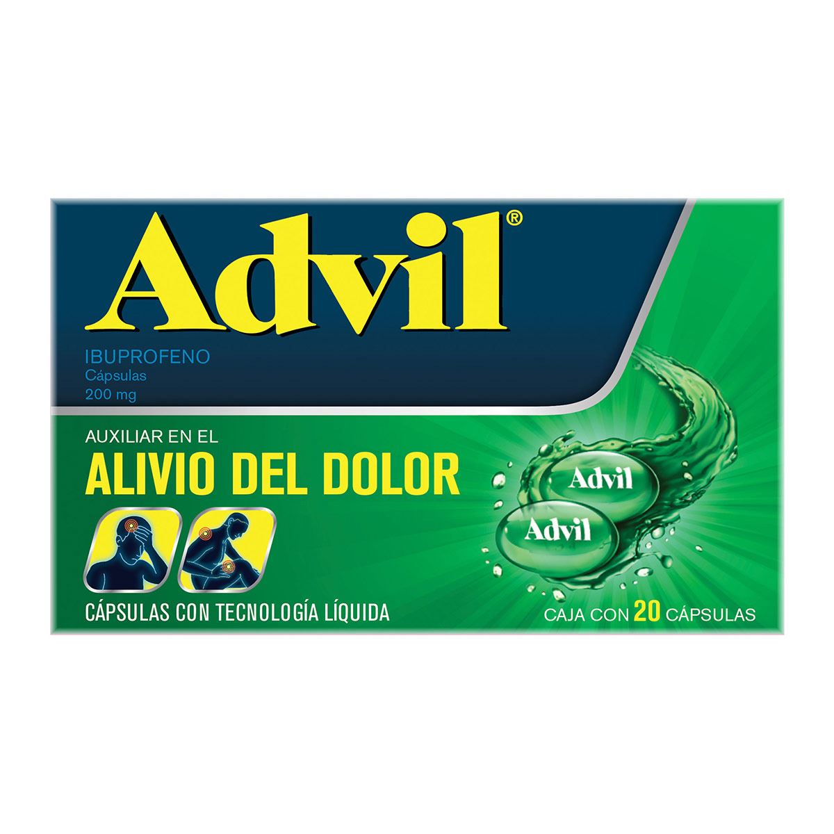 Analgésico Advil 200 mg Dolores Leves Caja con 20 cápsulas image number null