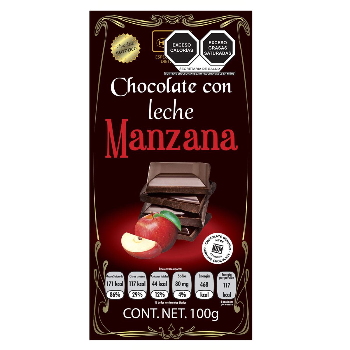 Chocolate Holex Leche Manzana S/Azu image number null