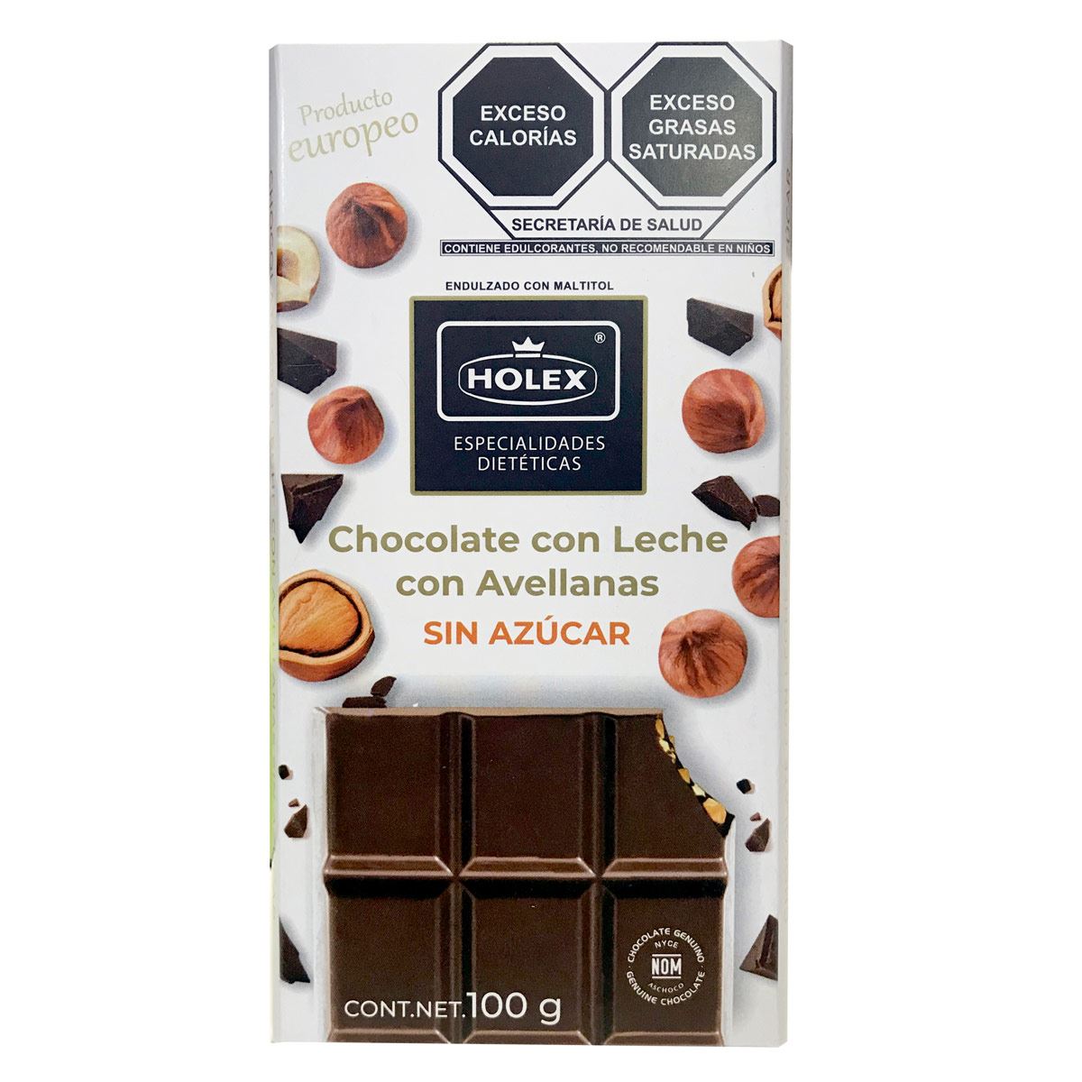 Chocolate Holex Leche Avellanas Sin Az&uacute;car 100 grs. image number null