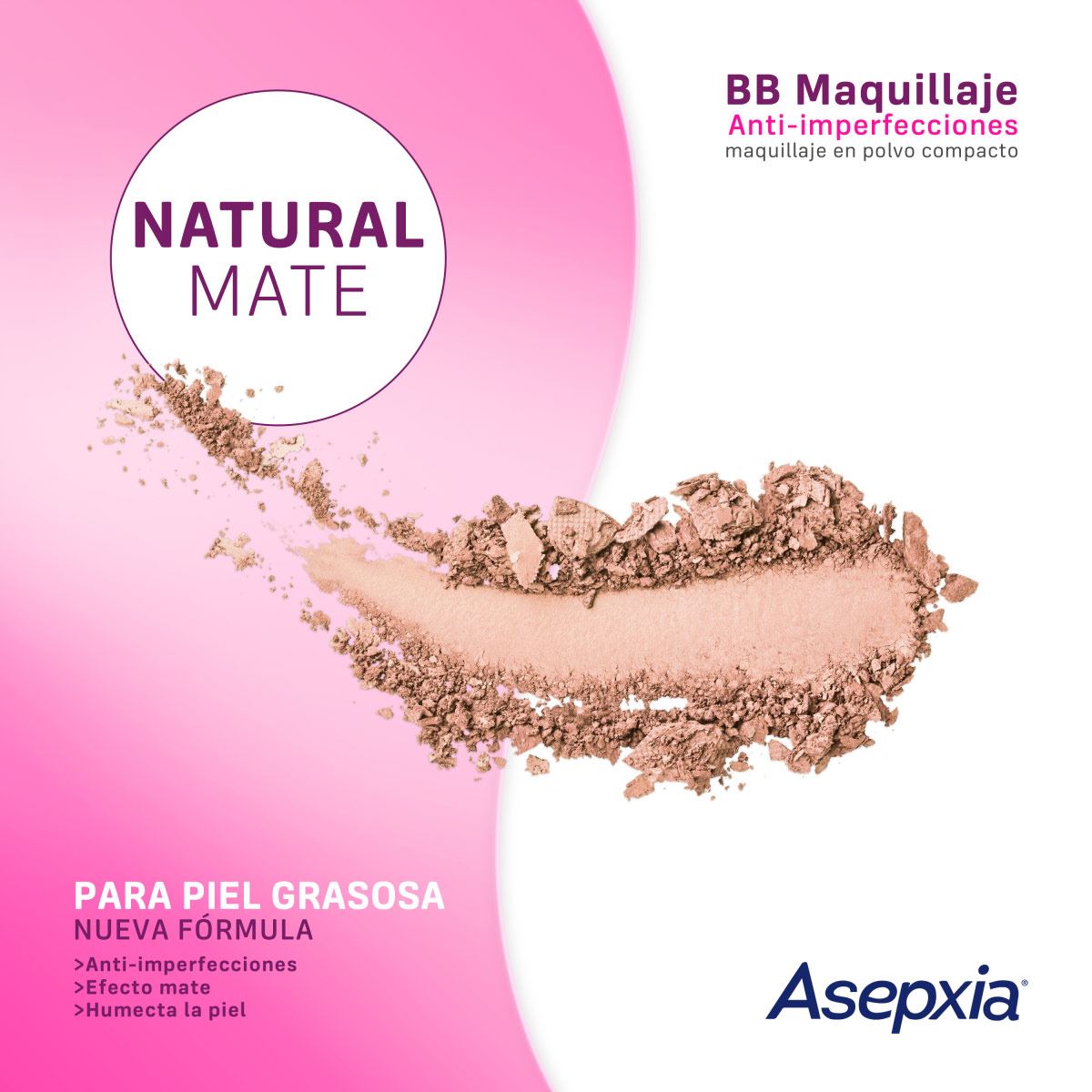 Maquillaje BB Polvo E/6 FPS 15 Natural Mate 10 G Asepxia image number null