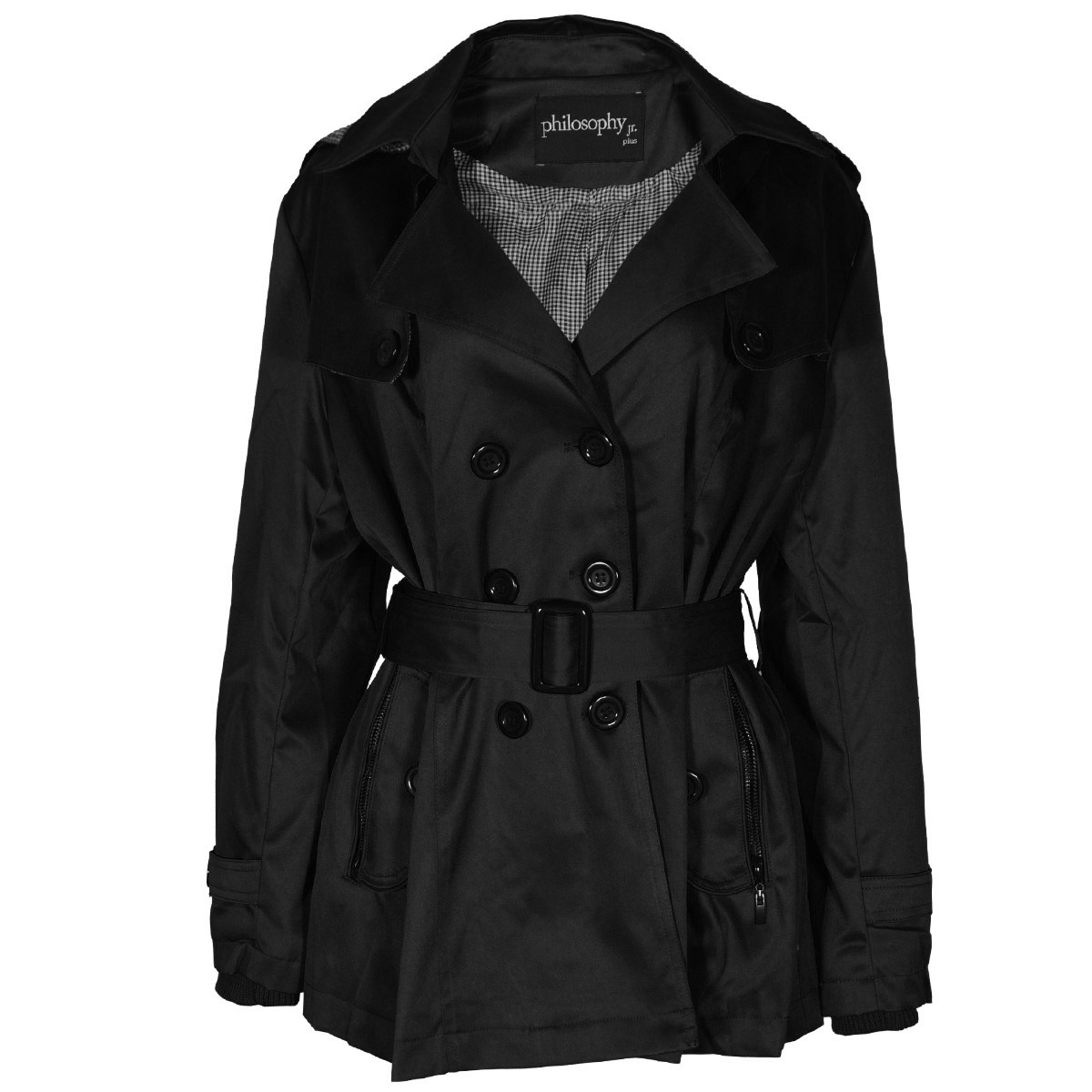 Gabardina Lisa con Cintur&oacute;n Philosophy Jr Plus Talla 1X para Mujer image number null