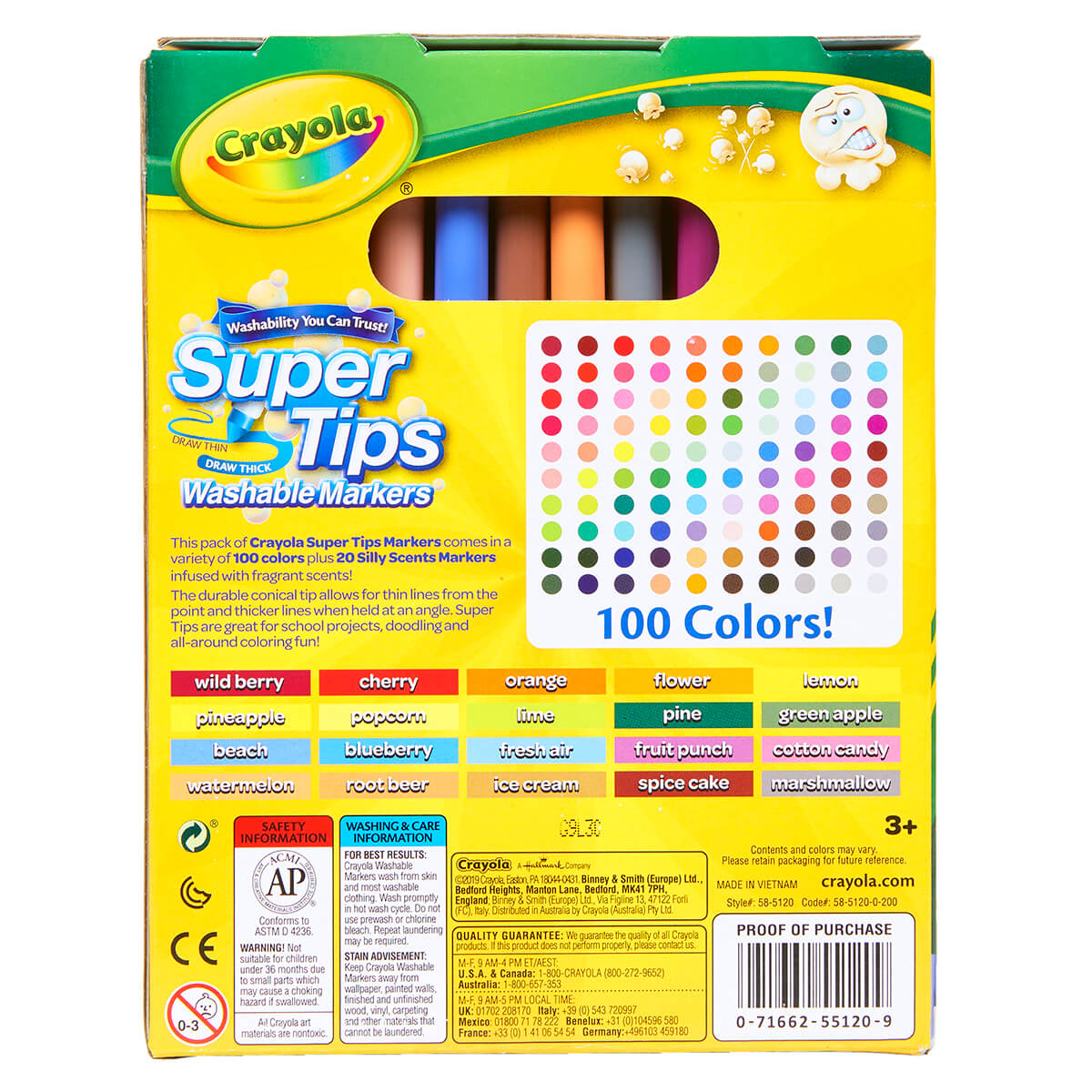 Marcadores lavables Crayola Super tips de 100 unidades + 20 silly scents image number null