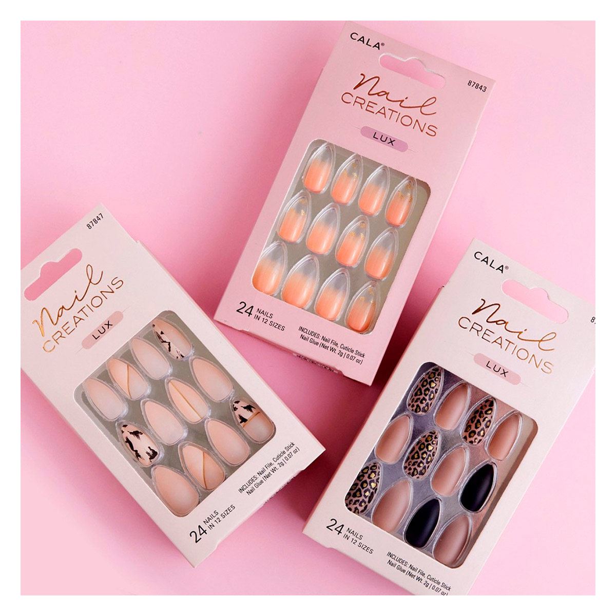 Kit U&ntilde;as Postizas Nail Creations Lux Stiletto Abstracto 24 piezas image number null