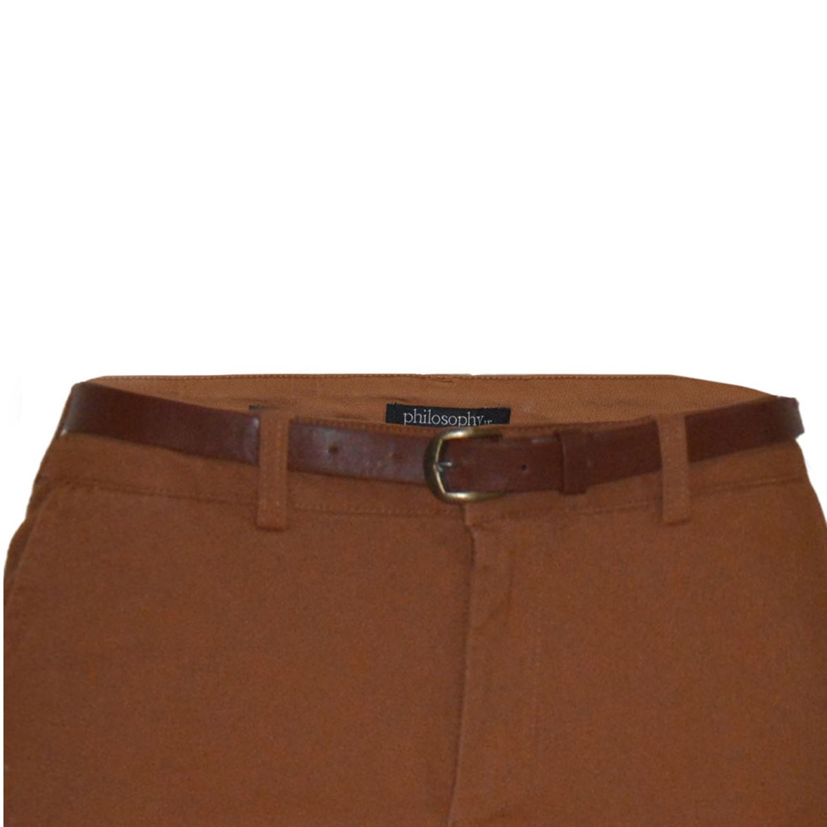 Pantal&oacute;n recto liso con cintur&oacute;n a tono Philosophy talla grande color cafe medio modelo P2287N.. image number null