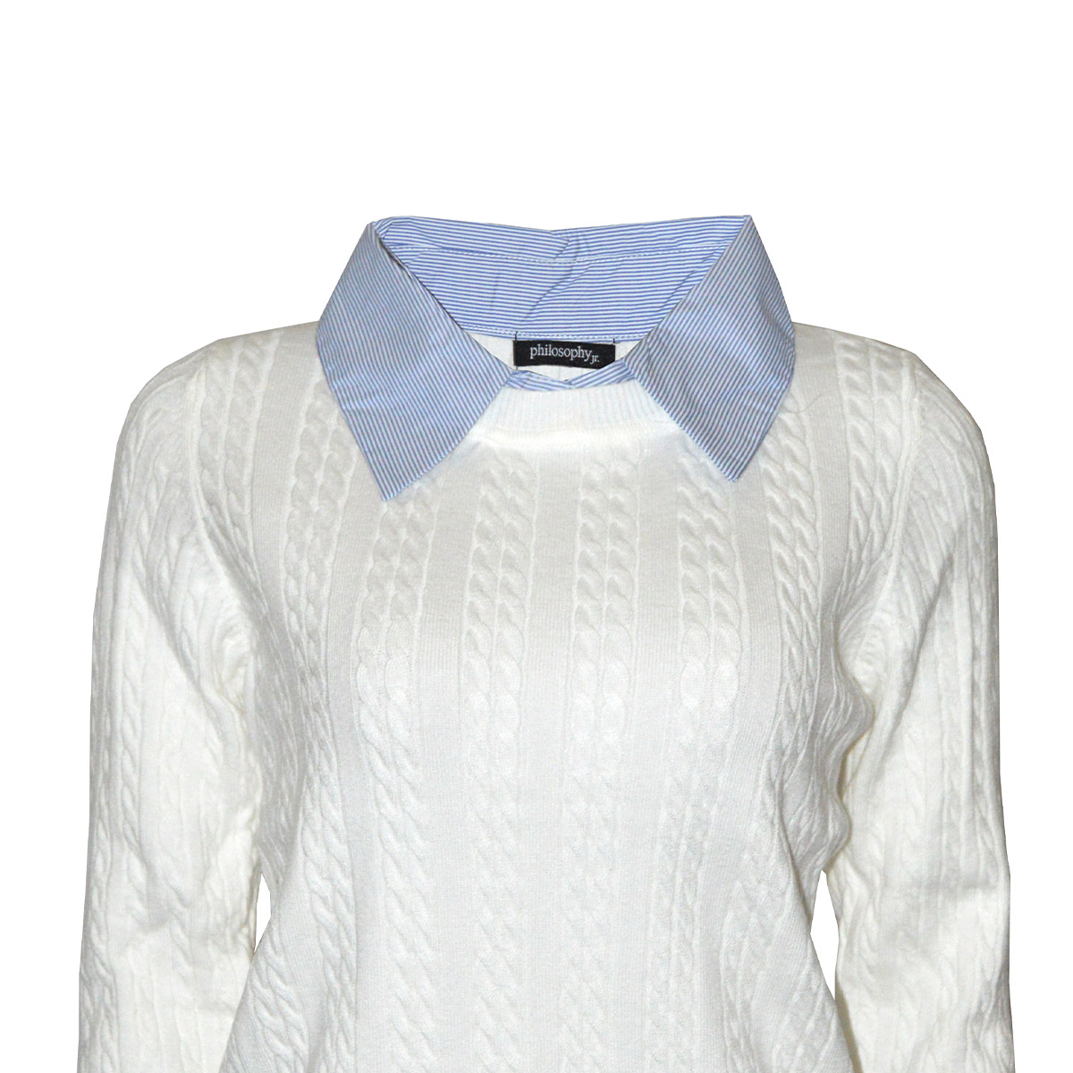 Su&eacute;ter Brocado con Cuello Camisero Philosophy Talla Chica para Mujer image number null