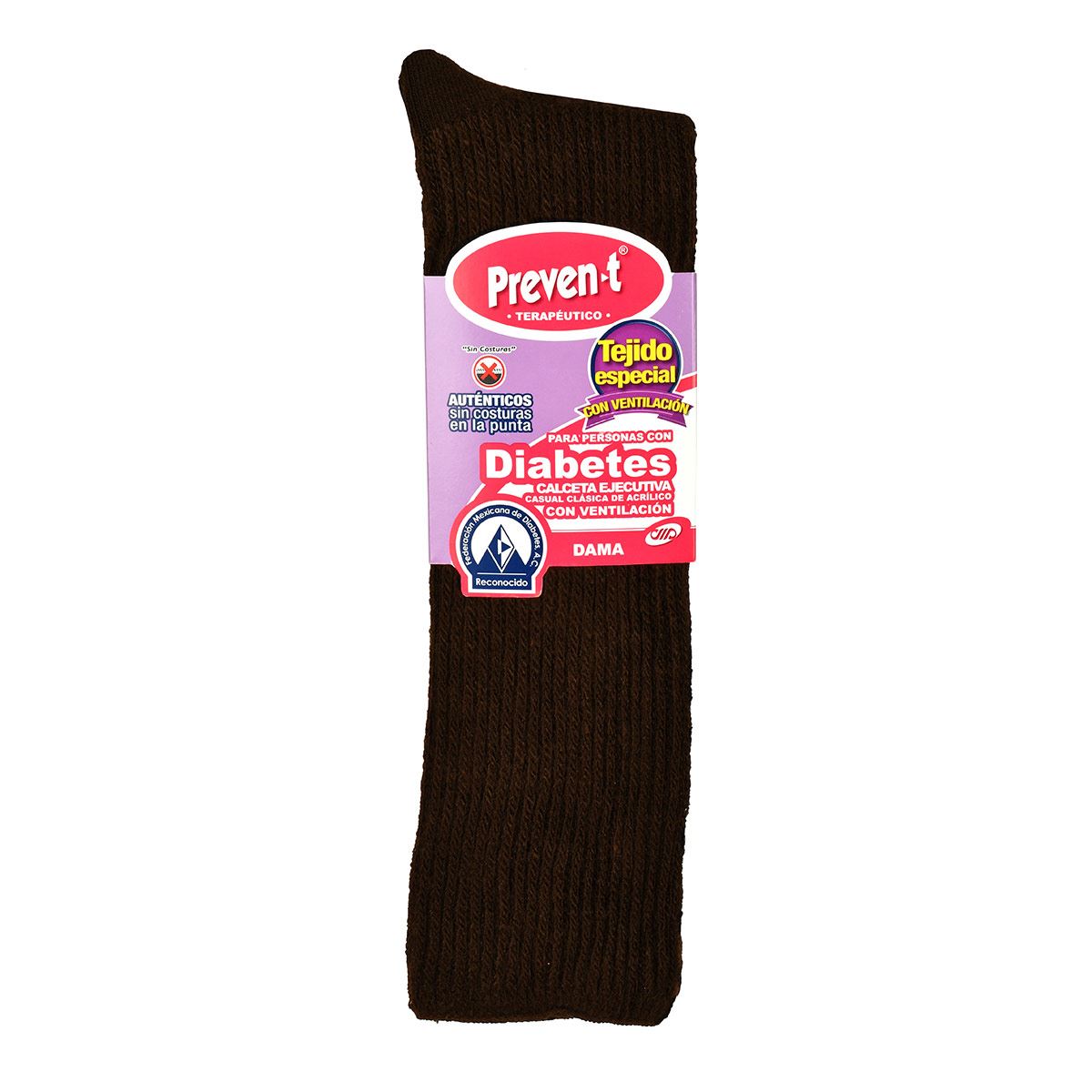 Calcetas Preven-T ejecutiva diabetes terapéutico ventilado sin costuras modelo 1968 talla chica-mediana(21 a 24cm) color cafe dama image number null