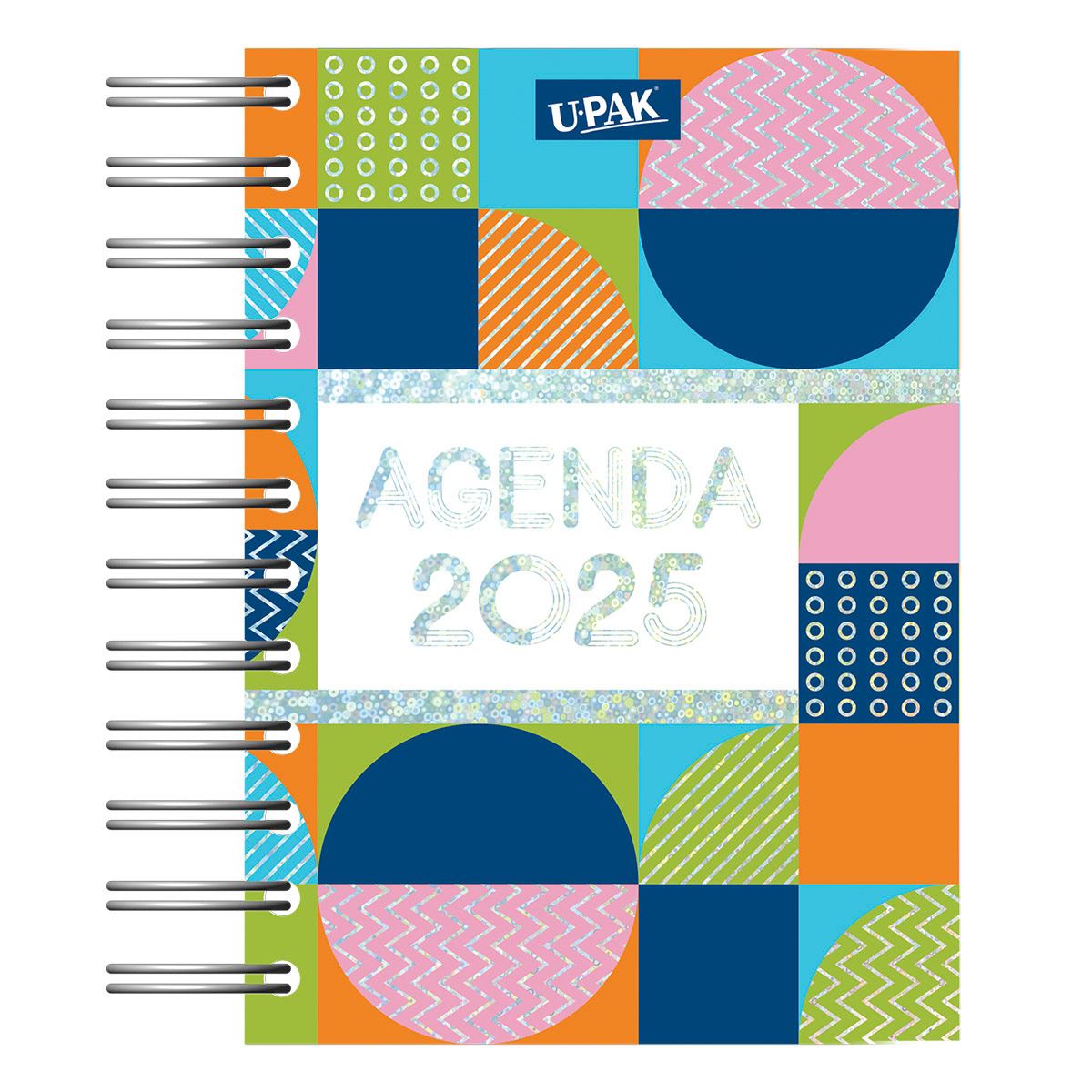 Agenda Básica 2025 con Espiral Diseño Figuras Modernas Upak image number null