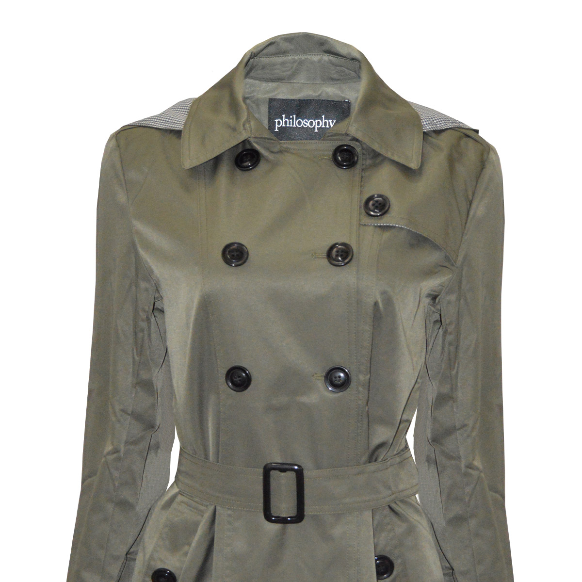 Gabardina con Capucha y Cinturón Philosophy Talla Mediana para Mujer image number null