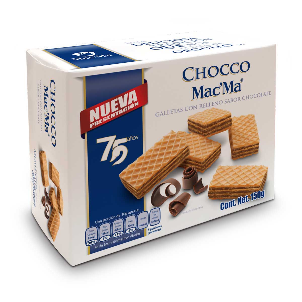 Galletas Wafer con relleno de Chocolate Mac' Ma 150g image number null