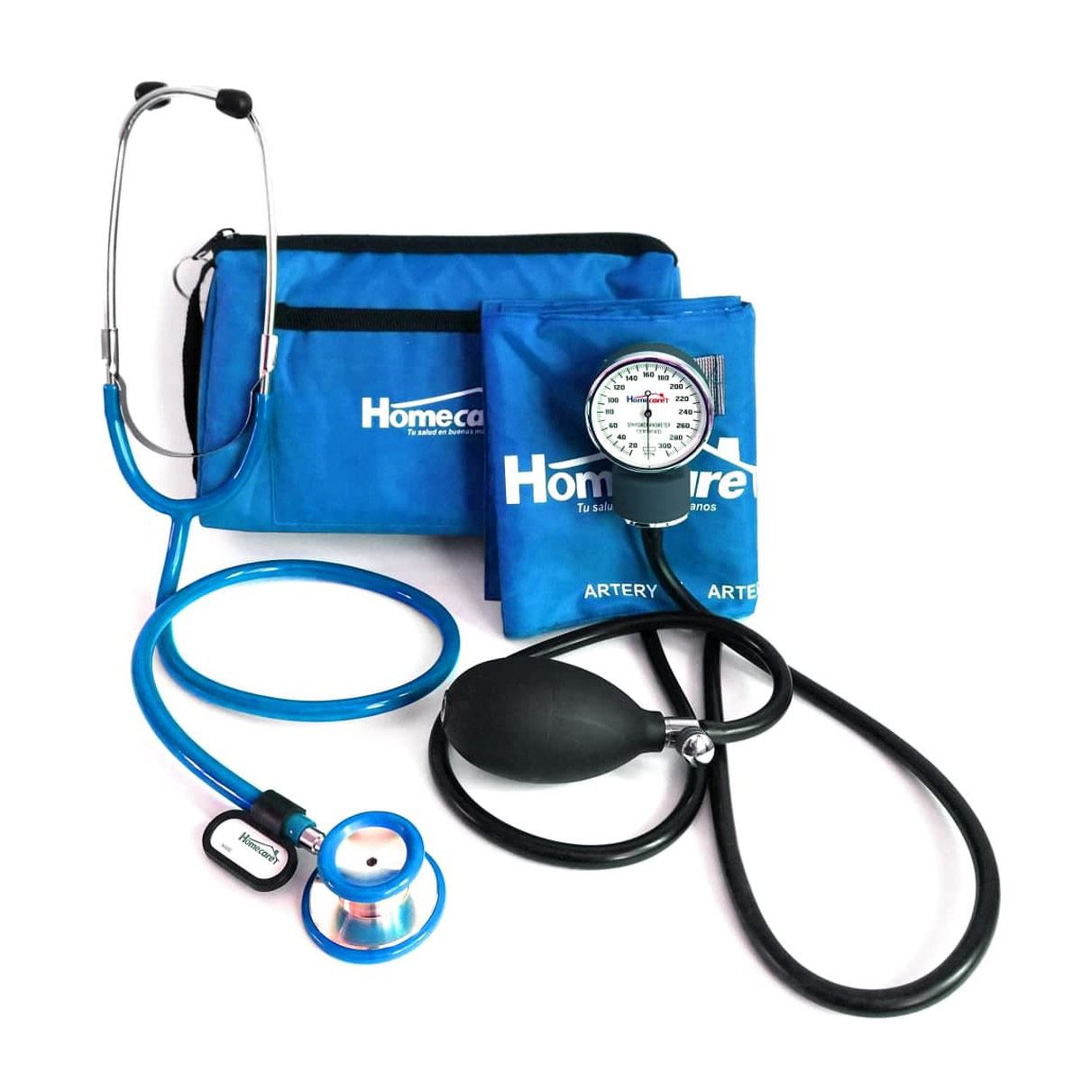 Kit Baun&oacute;metro Azul Homecare con Estetoscopio Duplex image number null