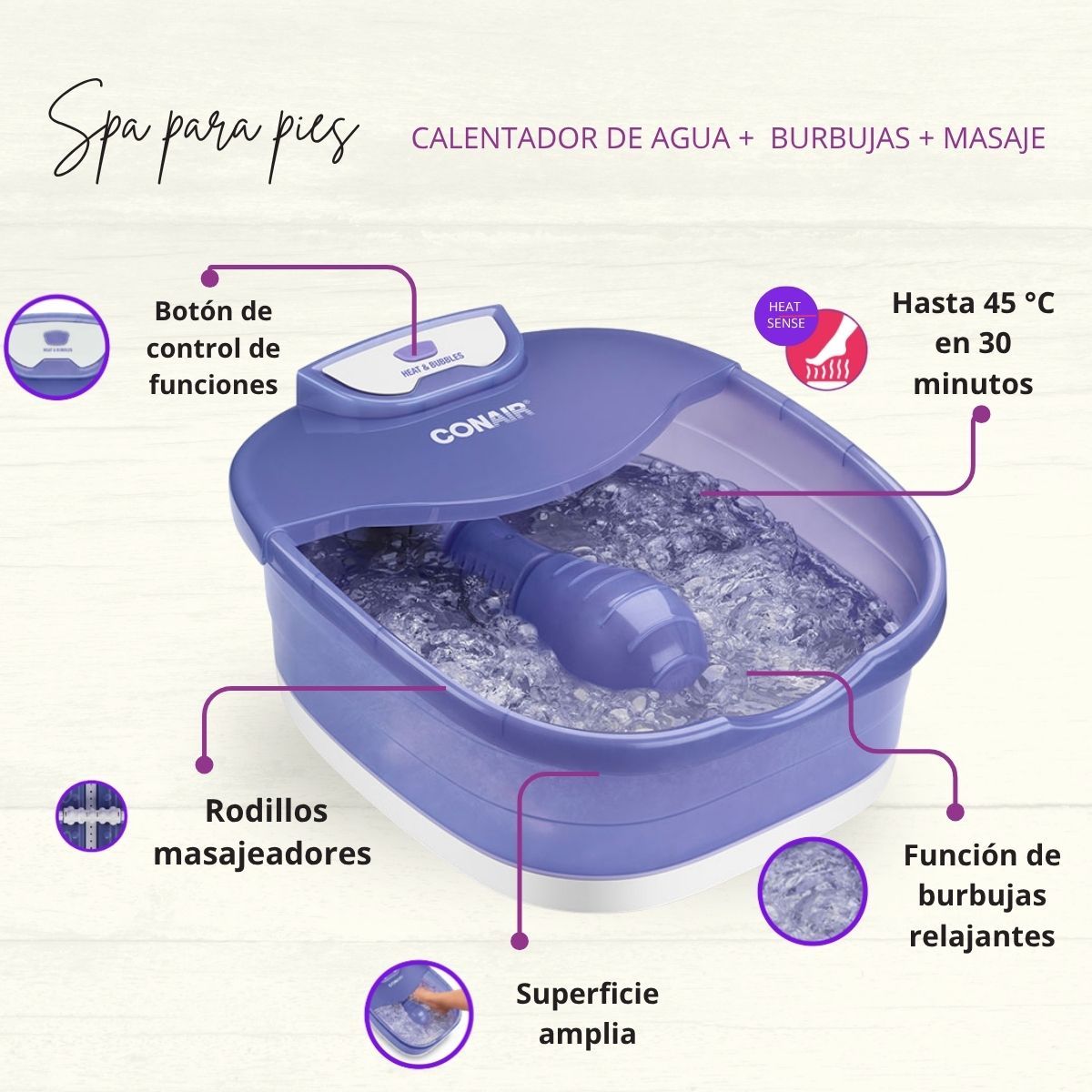 Spa pies calentador agua Conair image number null