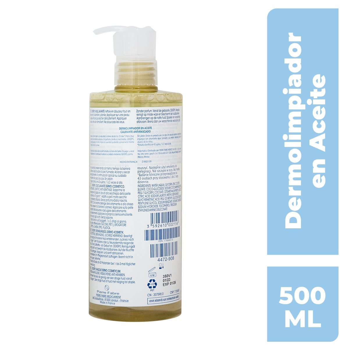 Dermolimpiador en Aceite Emoliente Dexeryl 500ml image number null