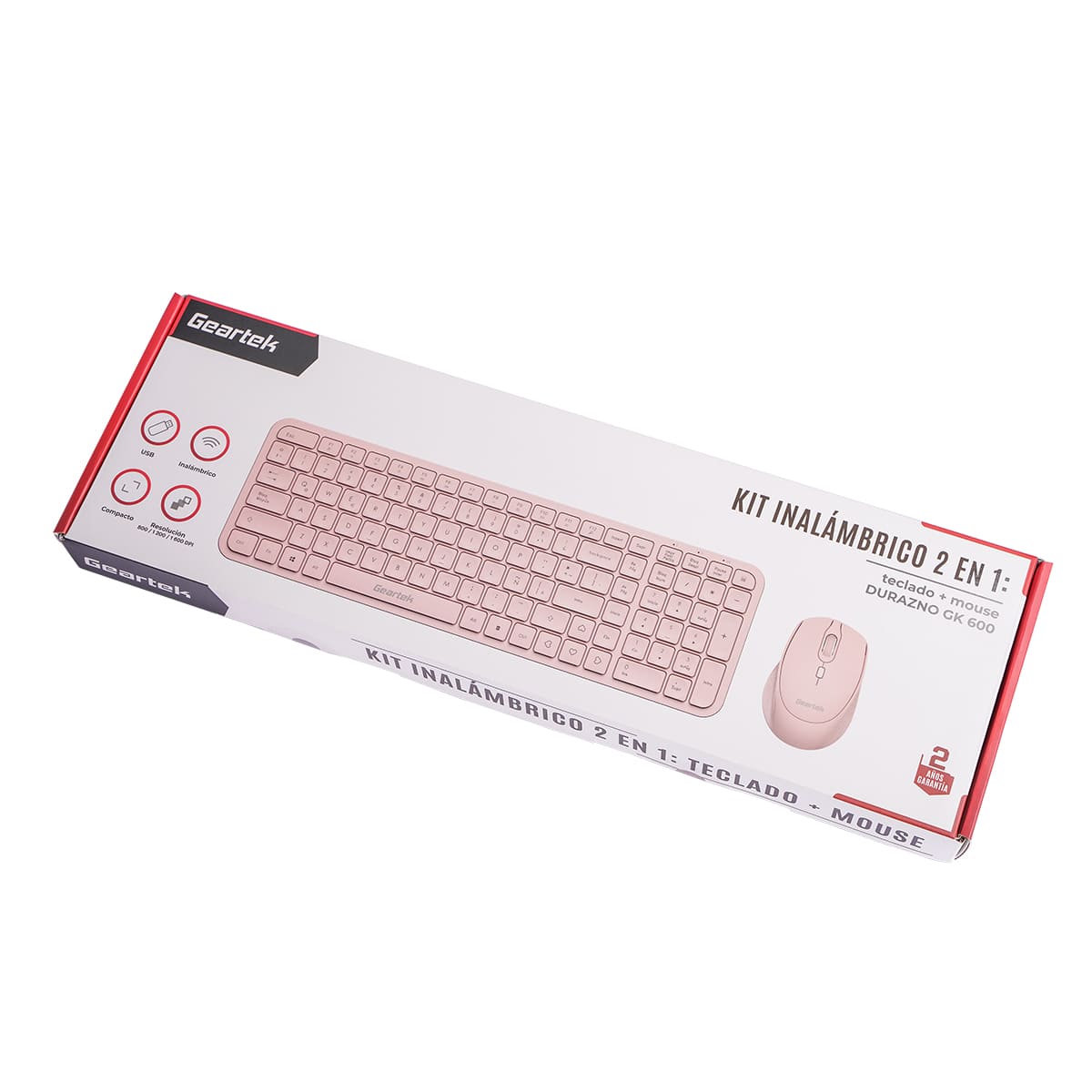 Teclado+ Mouse Inal&aacute;mbrico Durazno Geartek image number null