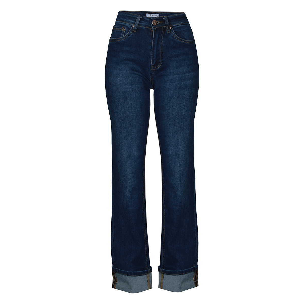 Jeans Recto con Bolsillos Philosophy Color Azul Obscuro Talla 1 para Mujer image number null