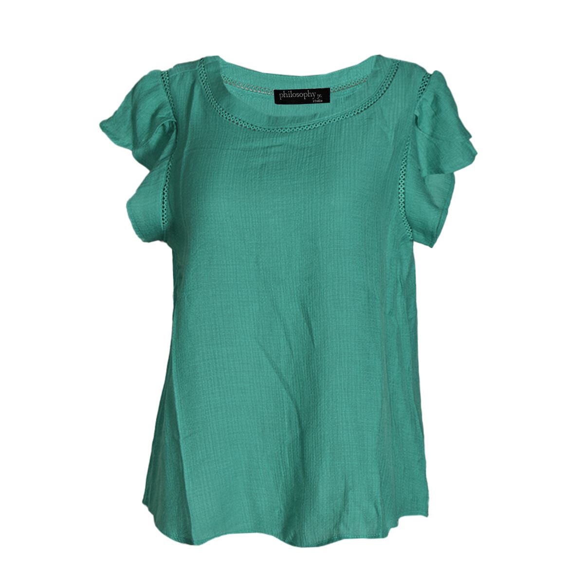 Blusa lisa con detalle pequeño de encaje en cuello para mujer Philosophy Talla Mediana image number null