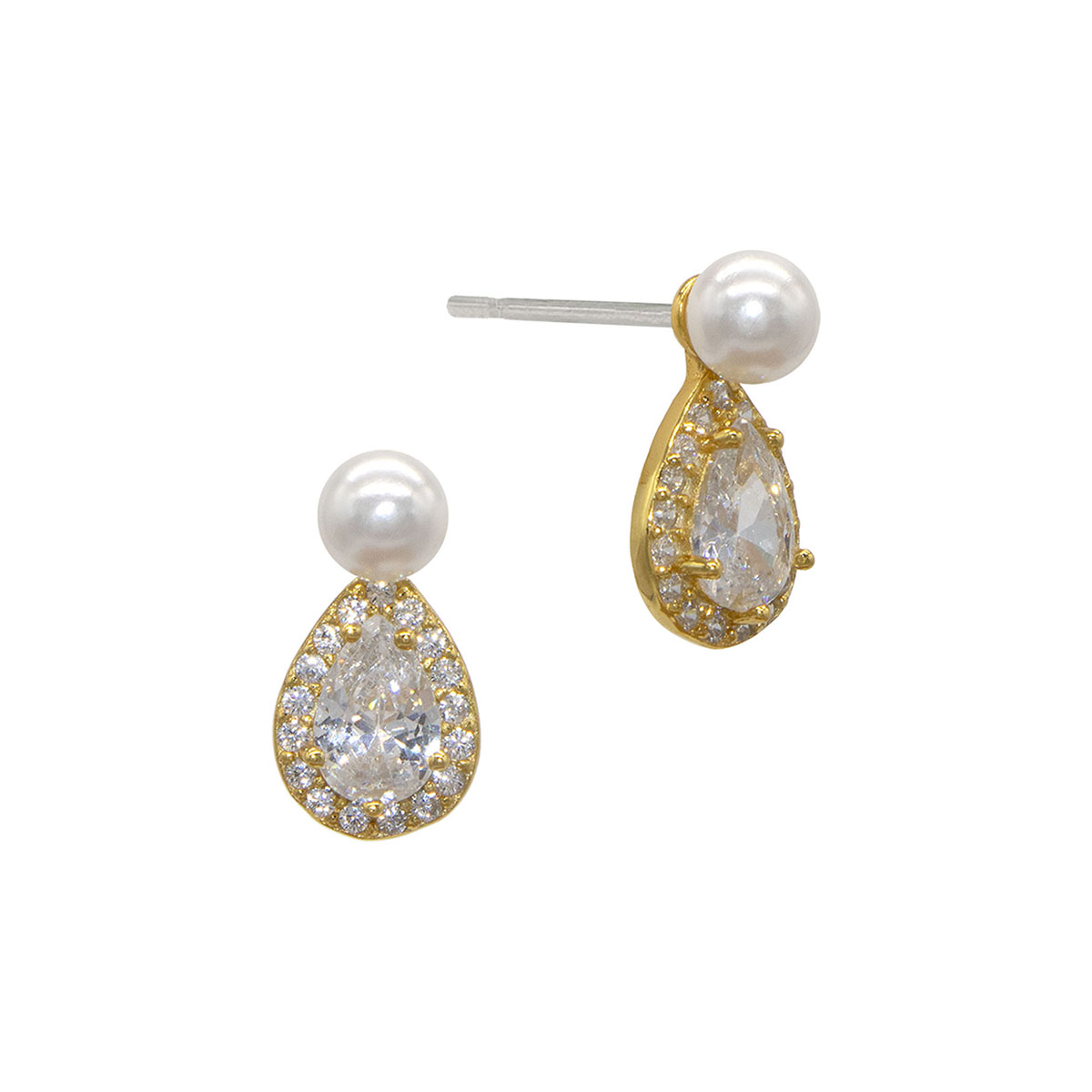 Aretes Perla de Cristal y Cubic Cz Queen Victoria image number null