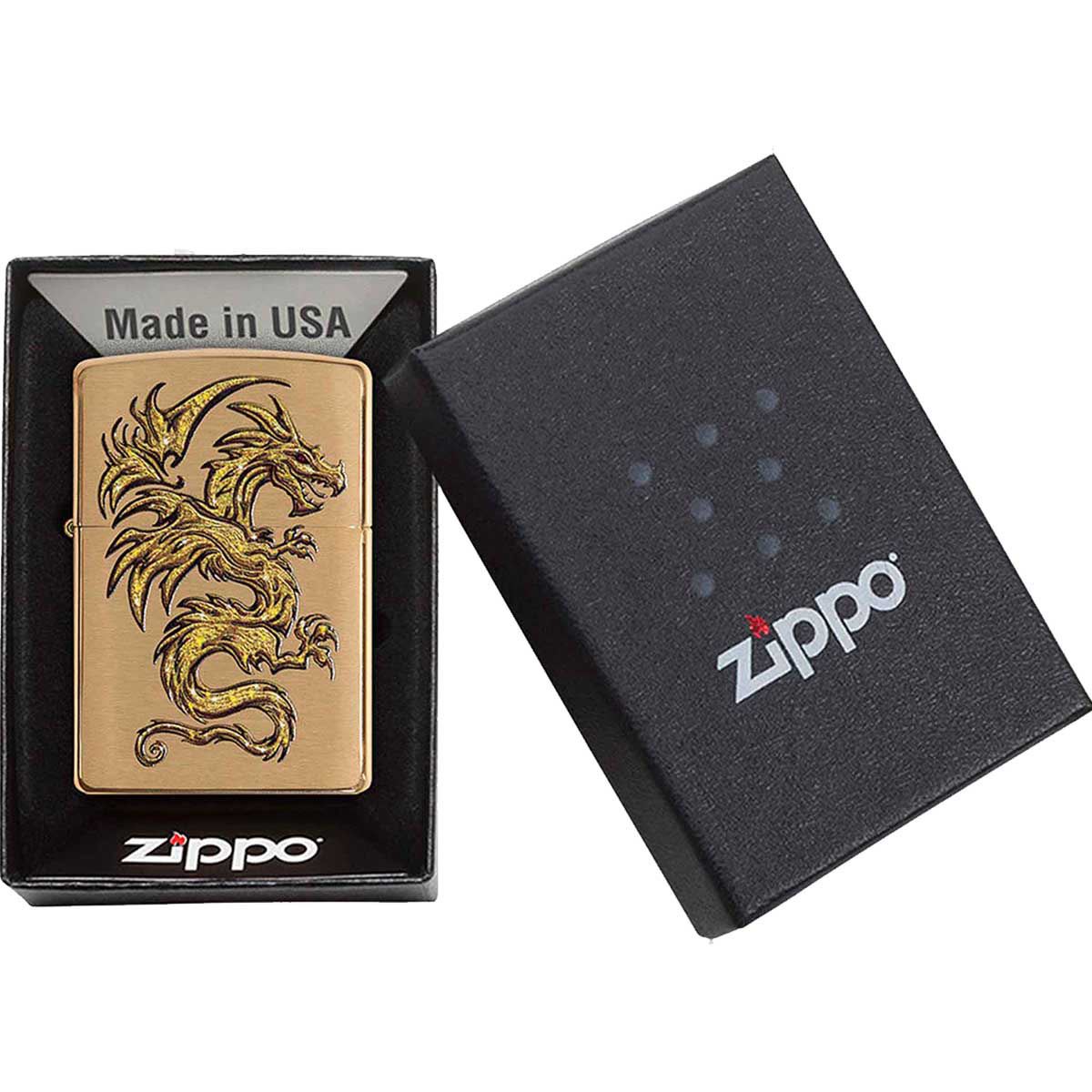 Encendedor Zippo Color Dorado Dise&ntilde;o Drag&oacute;n image number null