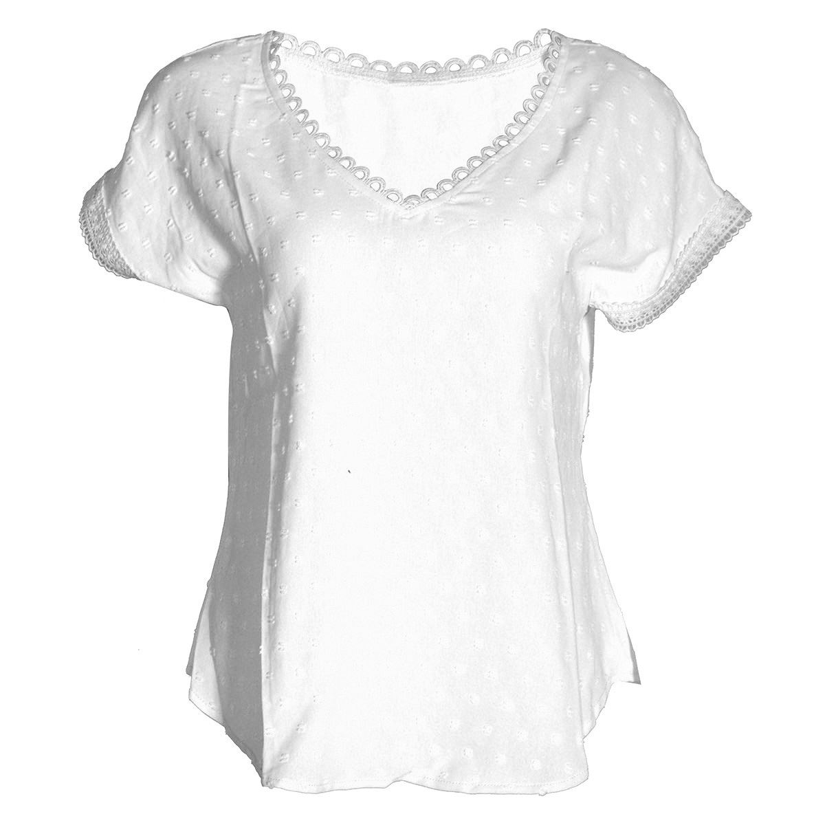 Blusa lisa con detalle tipo encaje en cuello para mujer Philosophy (Talla Grande) image number null