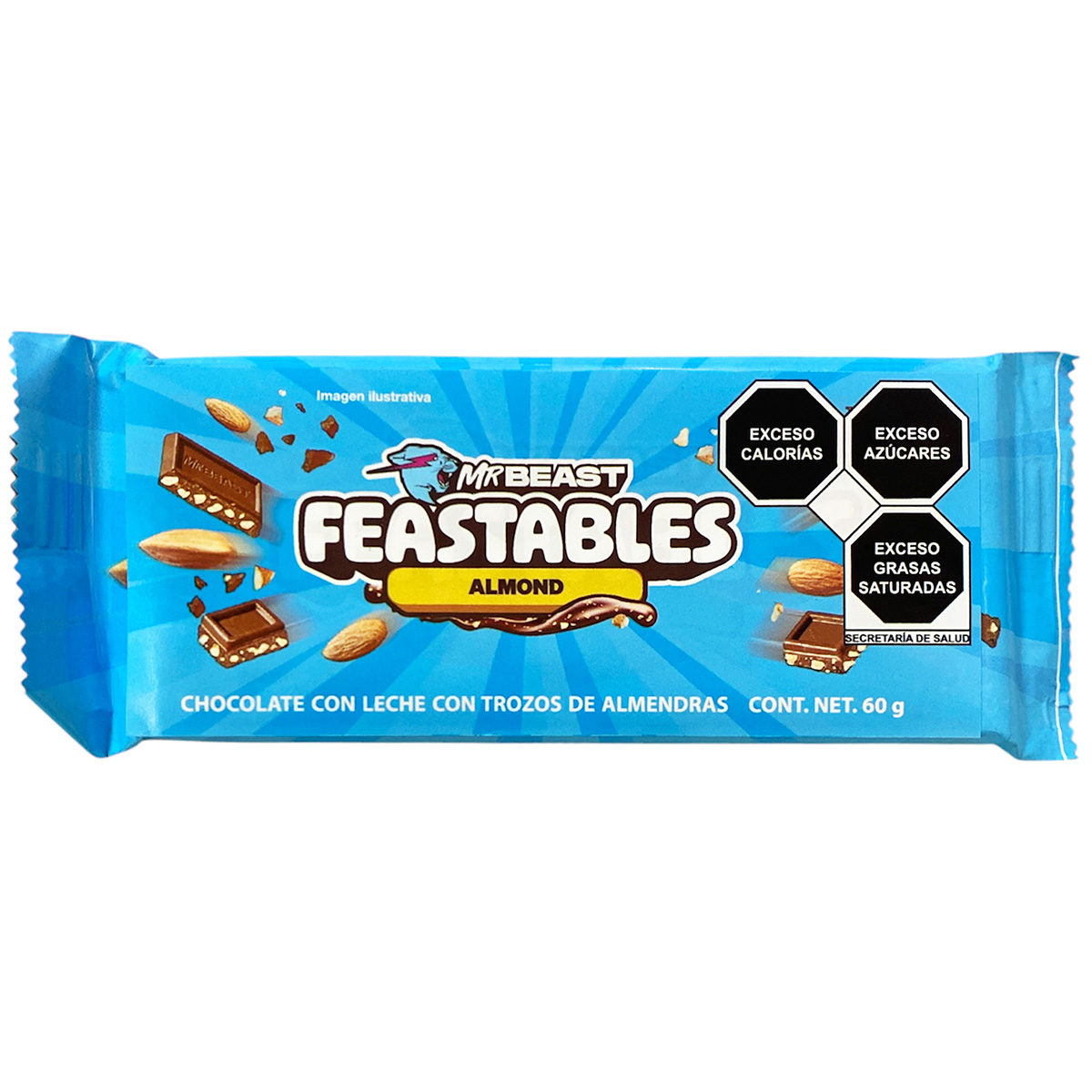 Tablilla de Choco con Leche y Almendras Mr Beast 60 gr FEASTABLES image number null