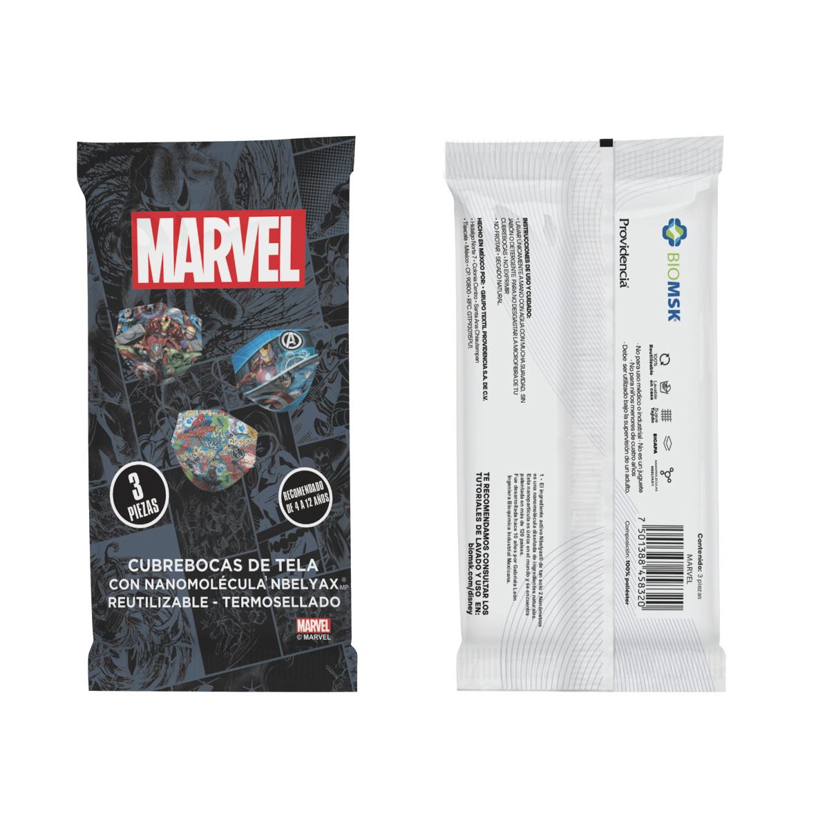 Cubreboca Biomsk Infantil Marvel  3 piezas image number null
