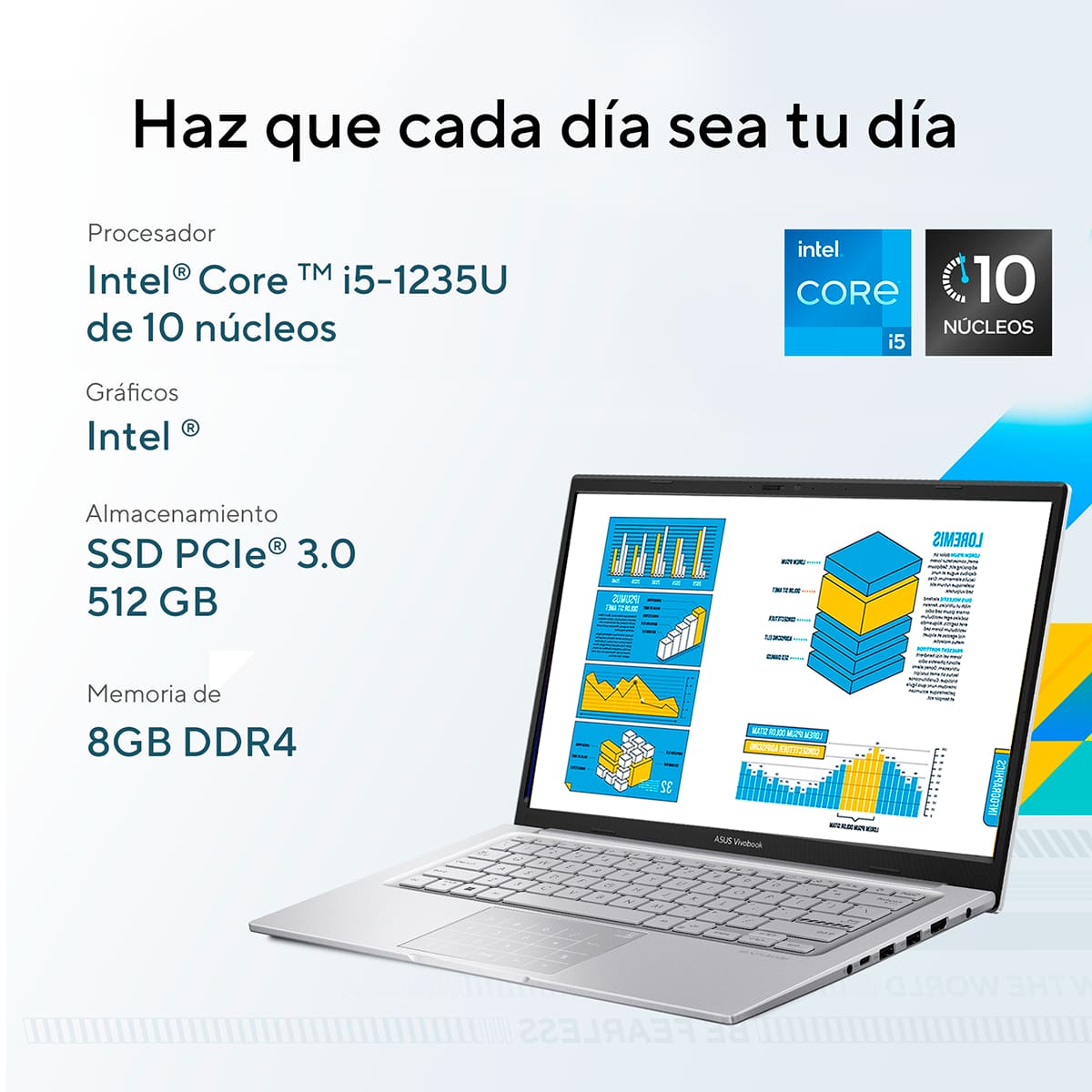 Laptop ASUS VivoBook 14 Pulgadas X1404ZA-NK003W Ci5 1235U 8G 512G Plata image number null