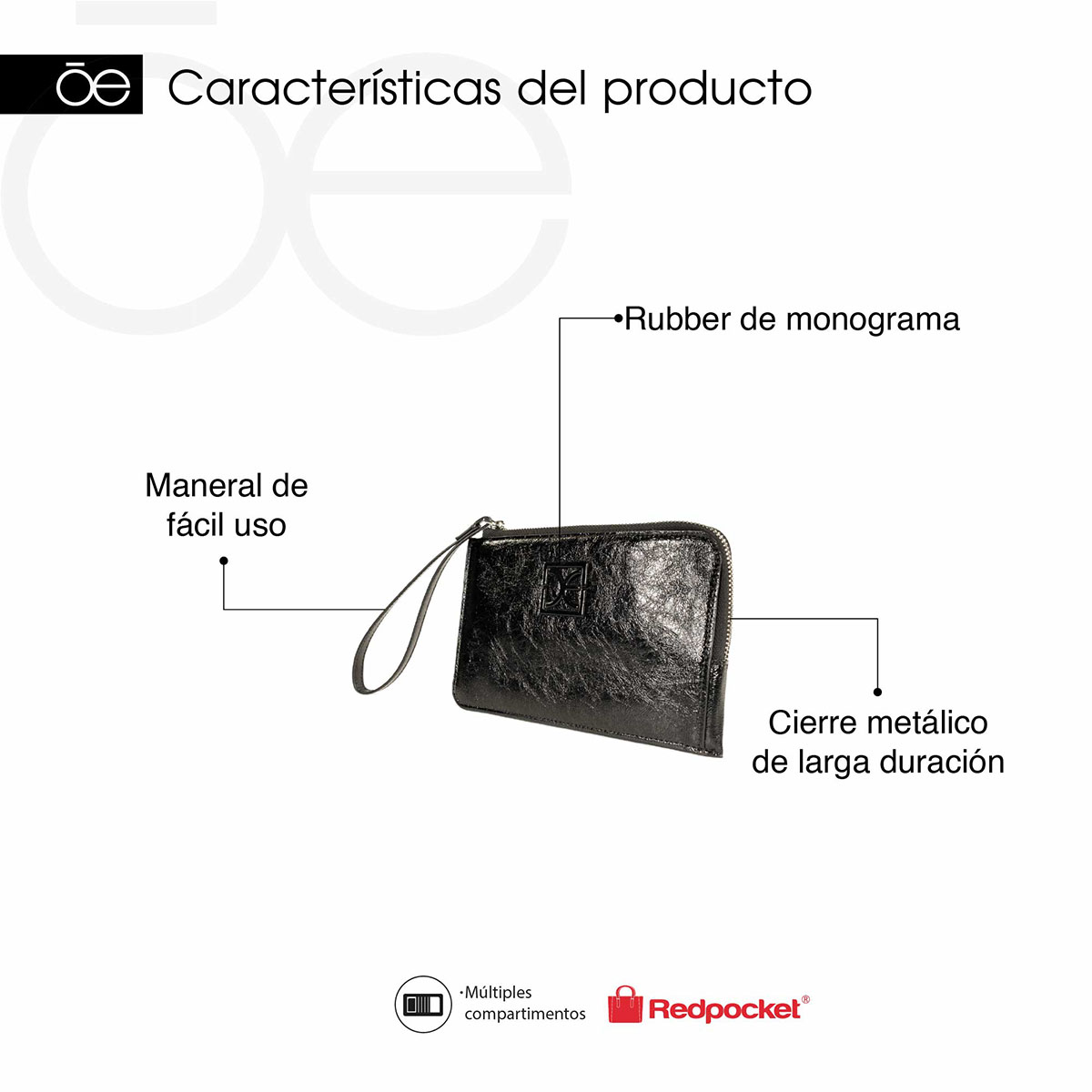 Billetera Porta Documentos Cloe Negro para Mujer image number null