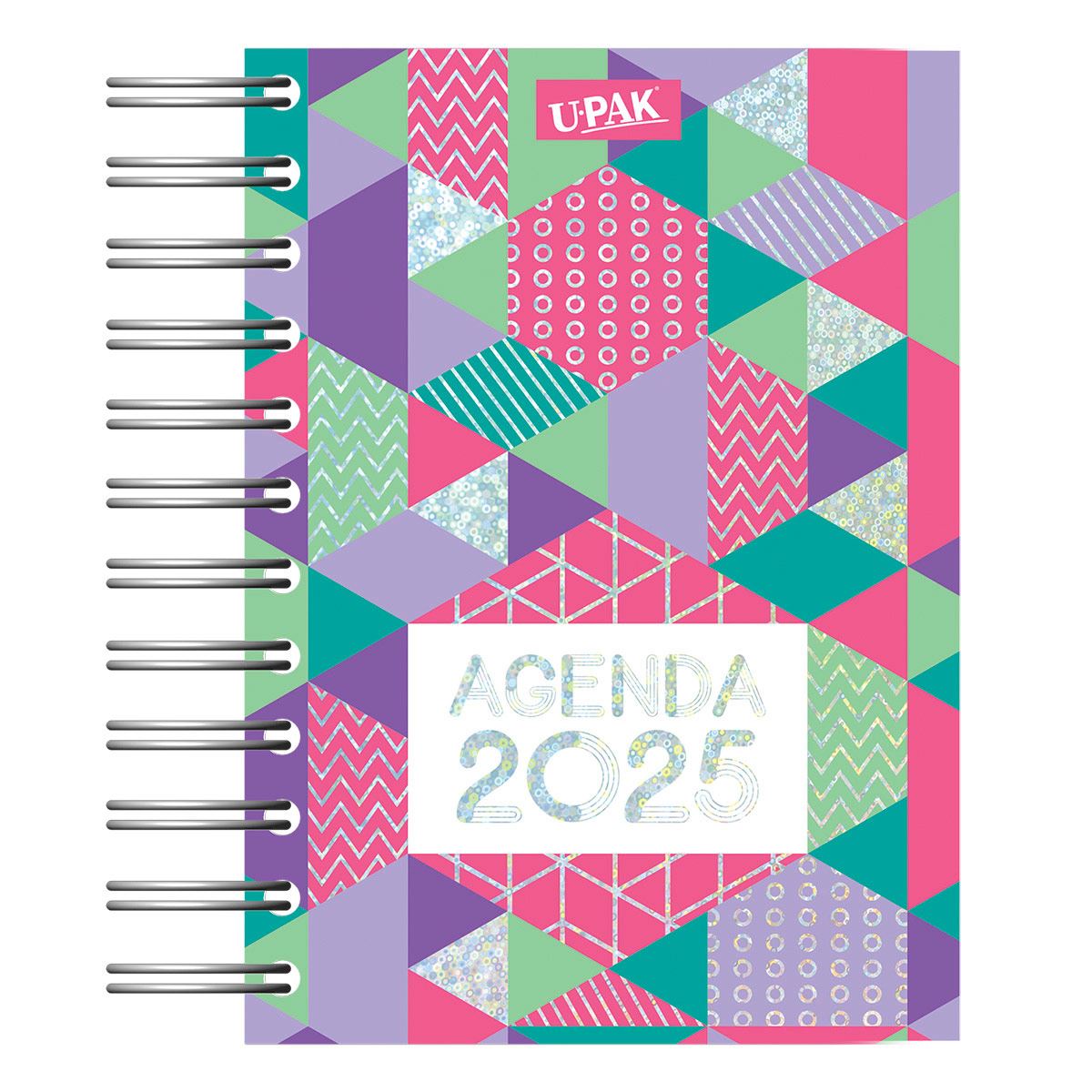 Agenda Básica 2025 con Espiral Diseño Figuras Modernas Upak image number null