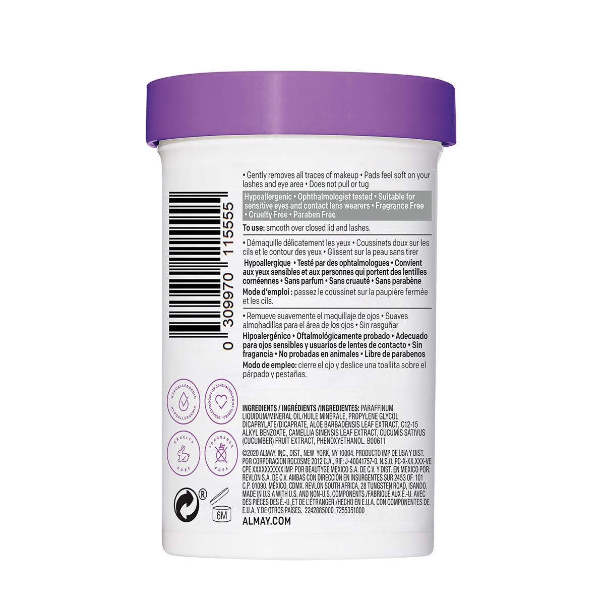 Removedor Almay Biodegradable Longwear Pads 120 Pzs image number null