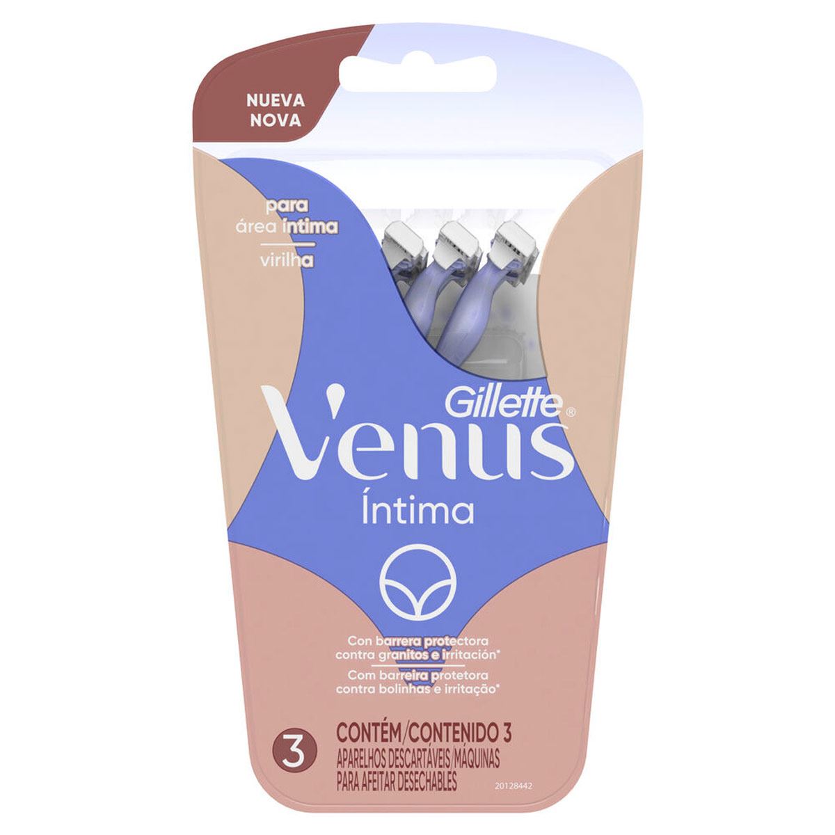 Rastrillo Gillette Venus Íntima con Barrera Protectora Anti-irritación 3 Unidades image number null