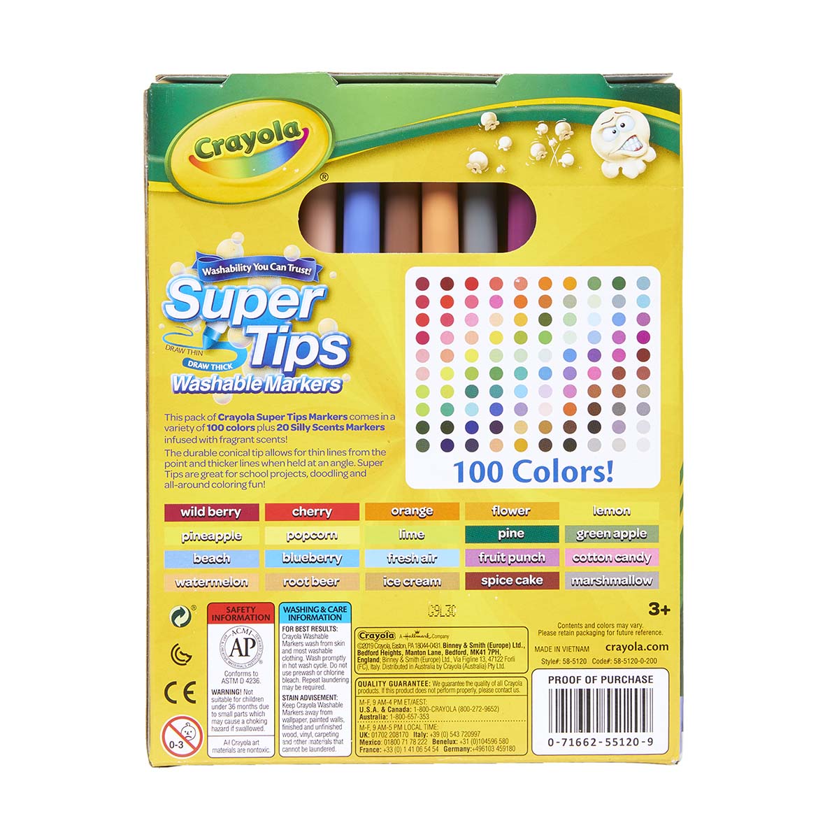 Marcadores lavables Crayola Super tips de 100 unidades + 20 silly scents image number null