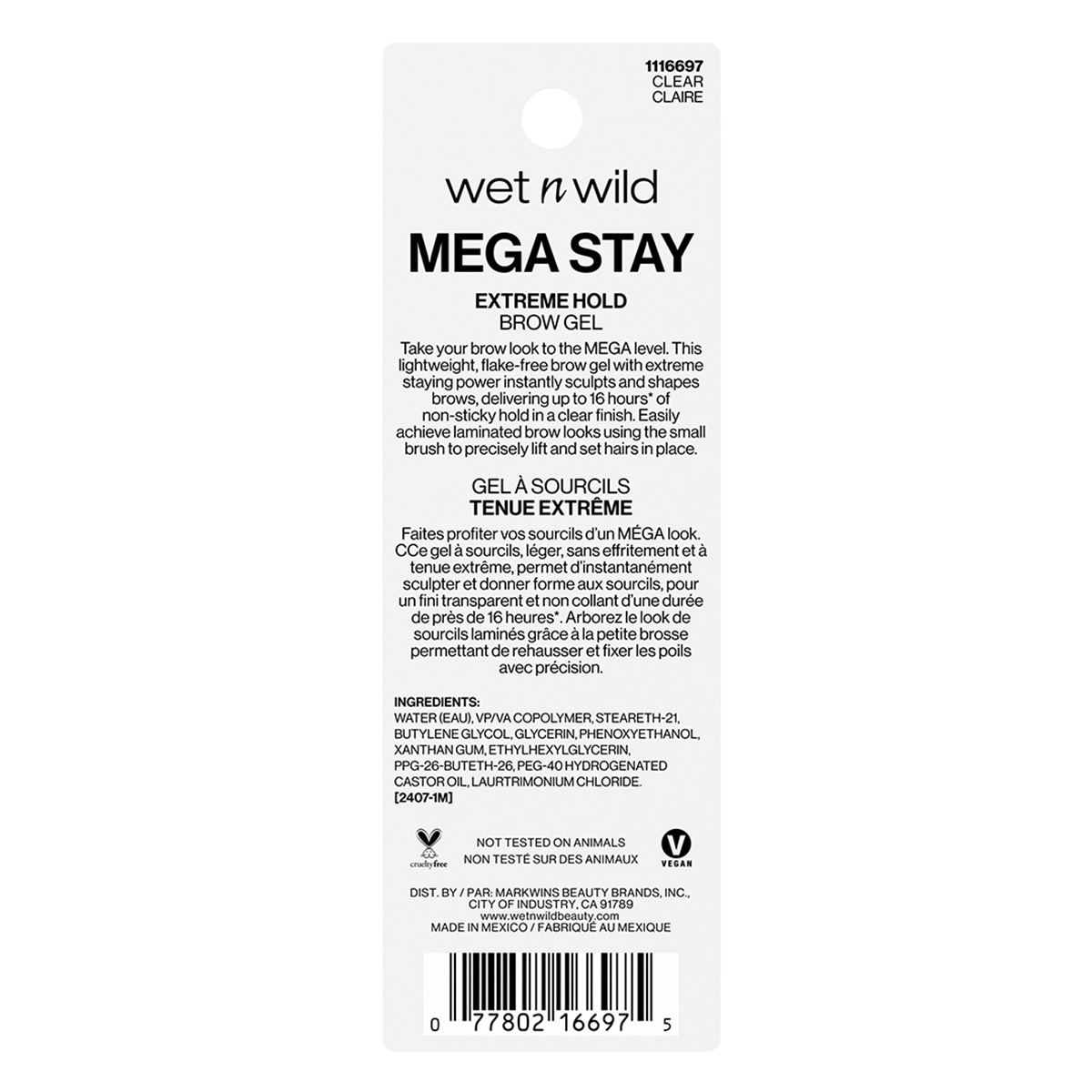 Wet N Wild Mega Stay Extreme Hold Brow Gel Cle image number null