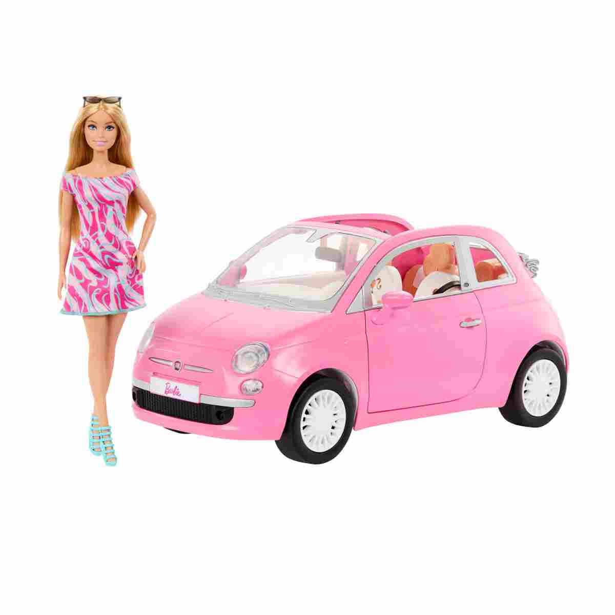 Barbie Veh&iacute;culo Fiat Rosa  y Mu&ntilde;eca image number null